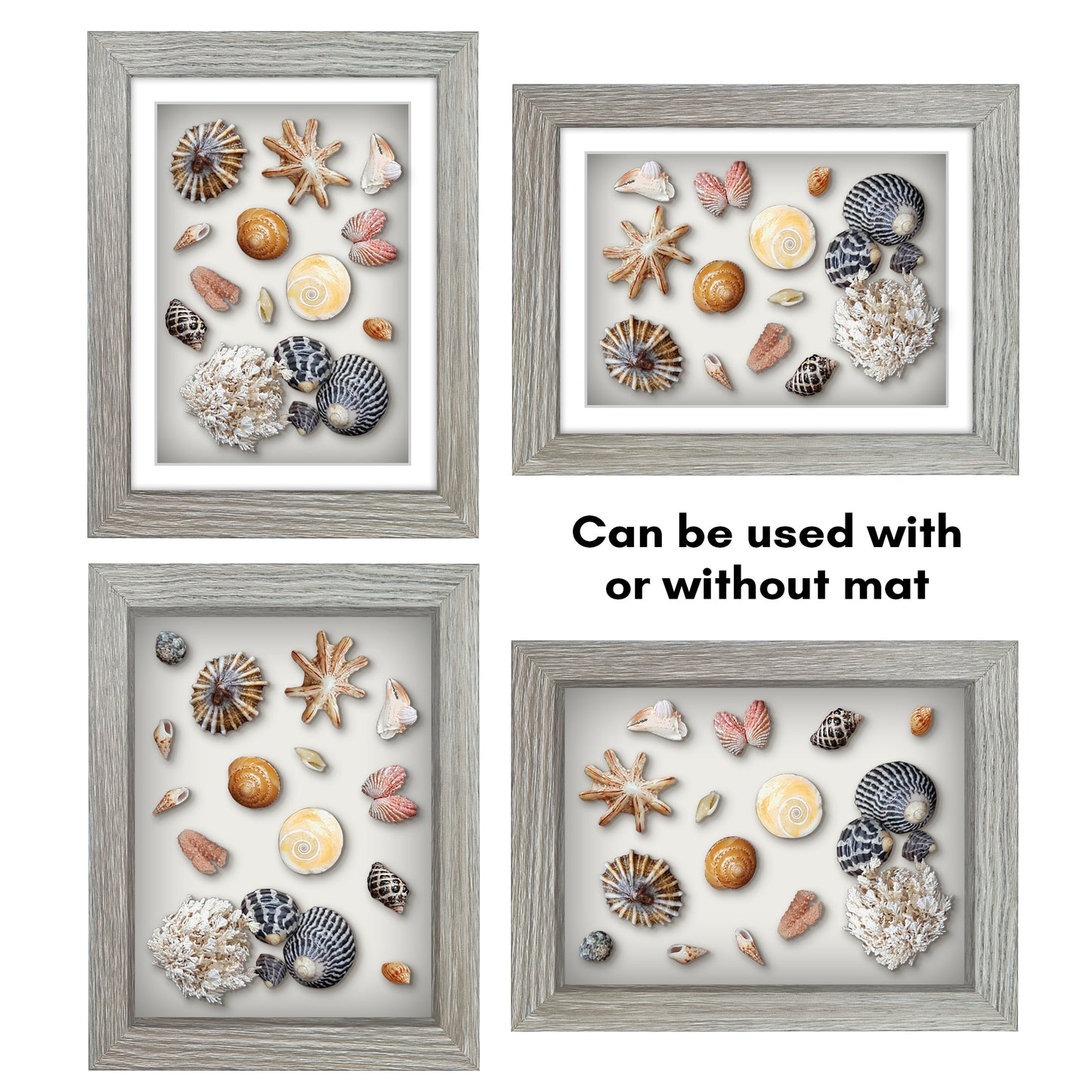 Shadow Box Frame with Mat and Soft Linen Back - Small Shadow Box Frame with Engineered Wood