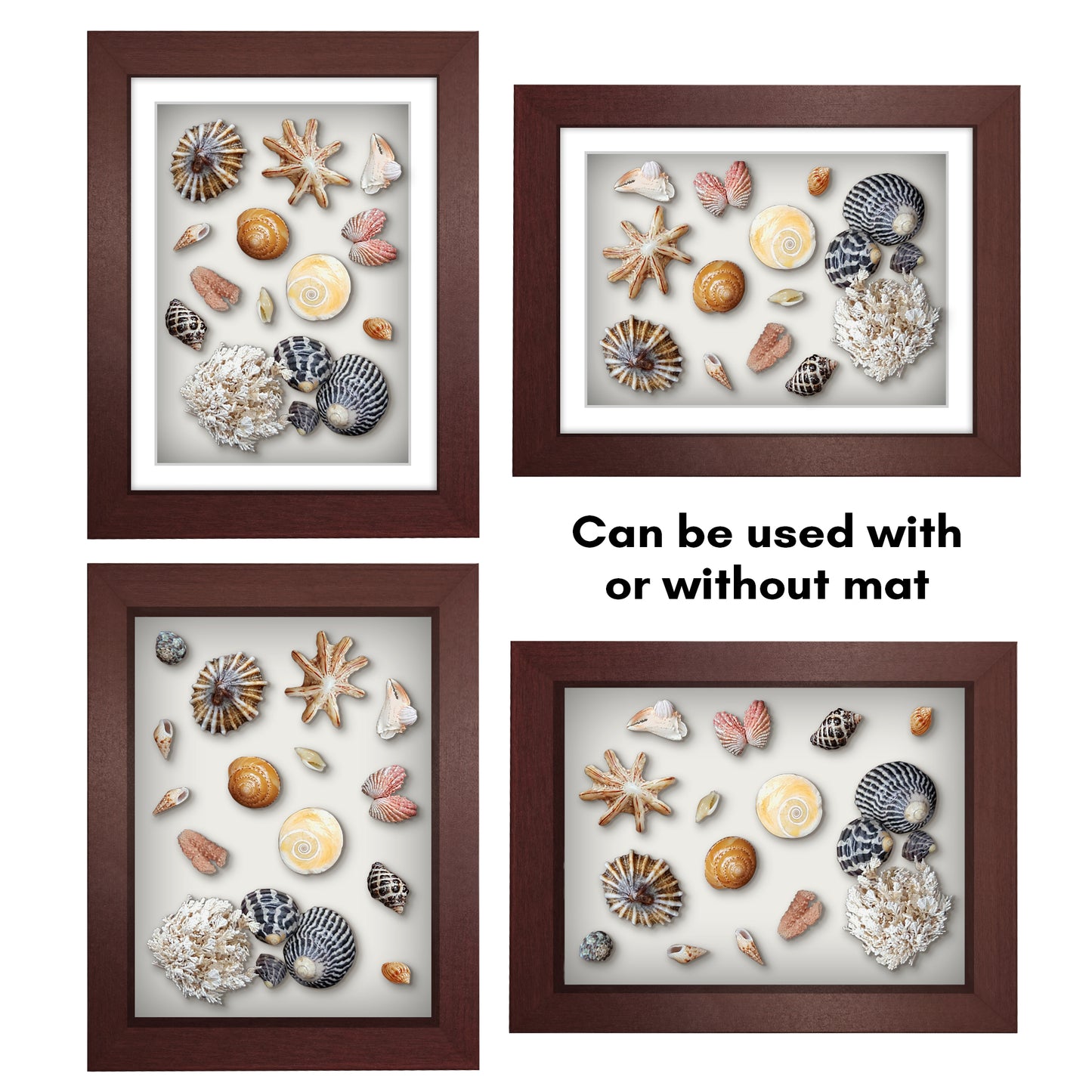 Shadow Box Frame with Mat and Soft Linen Back - Small Shadow Box Frame with Engineered Wood