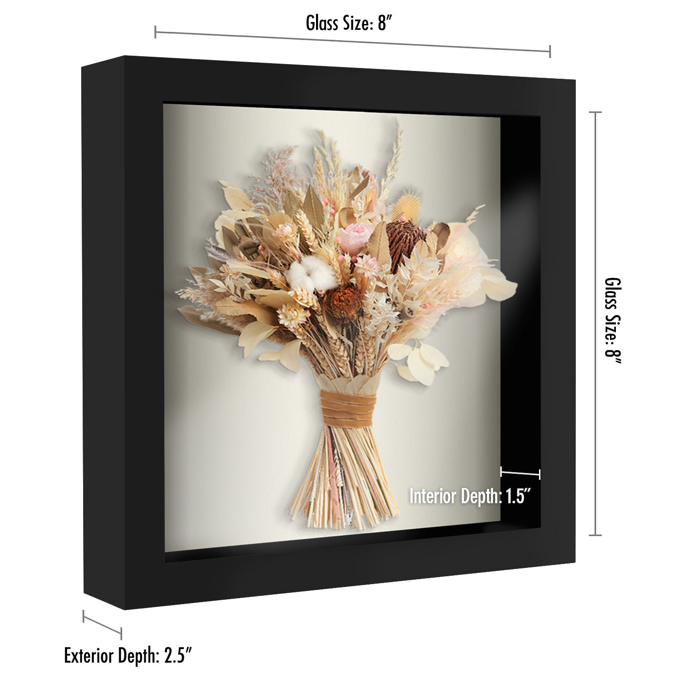 Shadow Box Frame - Set of 2 - in Black with Soft Linen Back - Engineered Wood for Wall and Tabletop