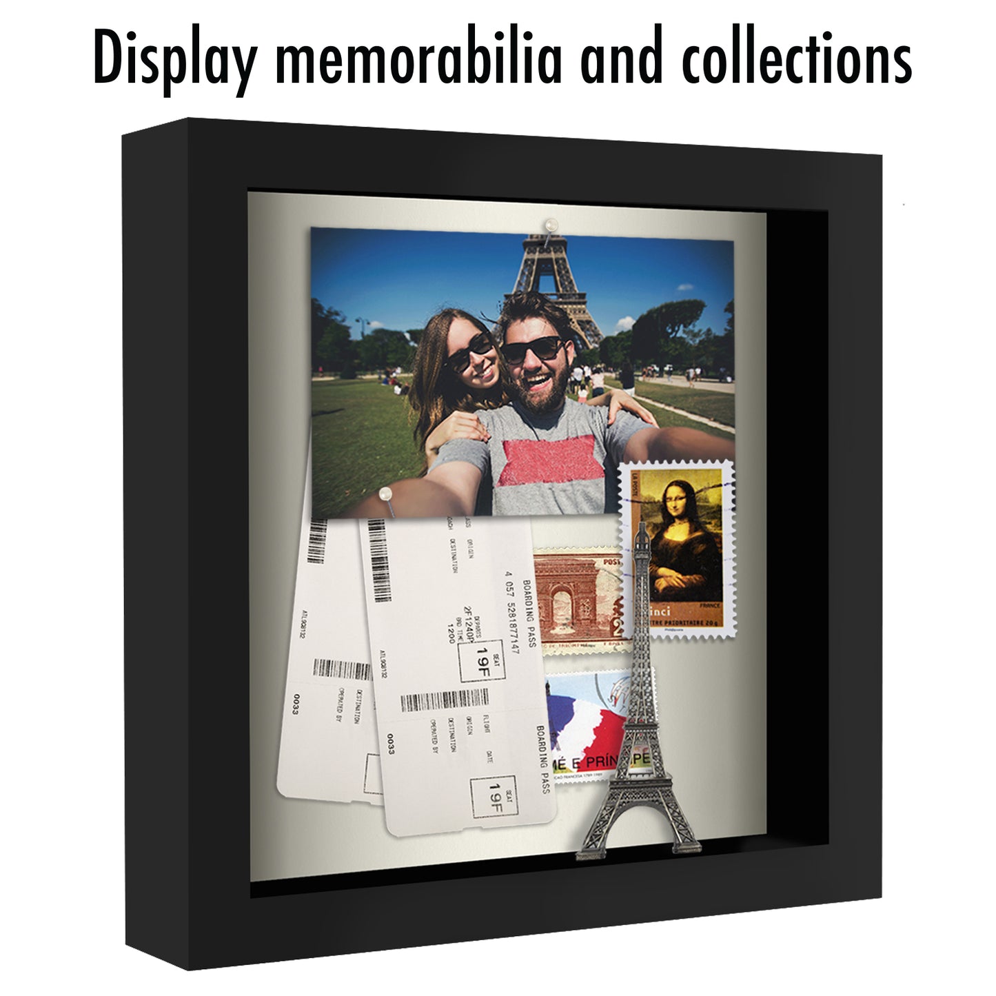 Shadow Box Frame - Set of 2 - in Black with Soft Linen Back - Engineered Wood for Wall and Tabletop