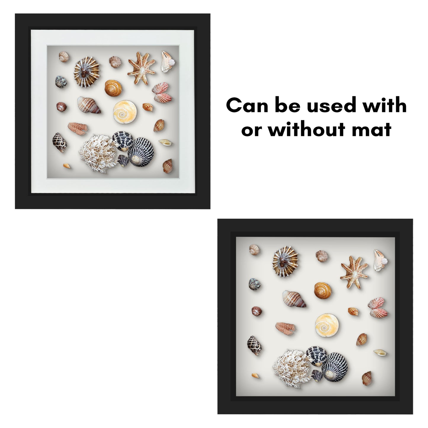 Shadow Box Frame with Mat and Soft Linen Back - Small Shadow Box Frame with Engineered Wood