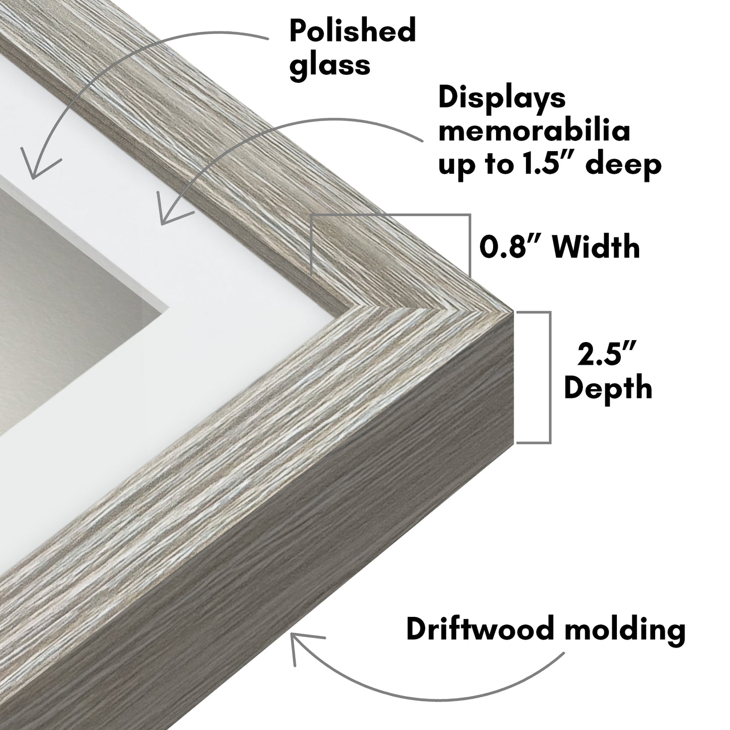 Shadow Box Frame with Mat and Soft Linen Back - Small Shadow Box Frame with Engineered Wood