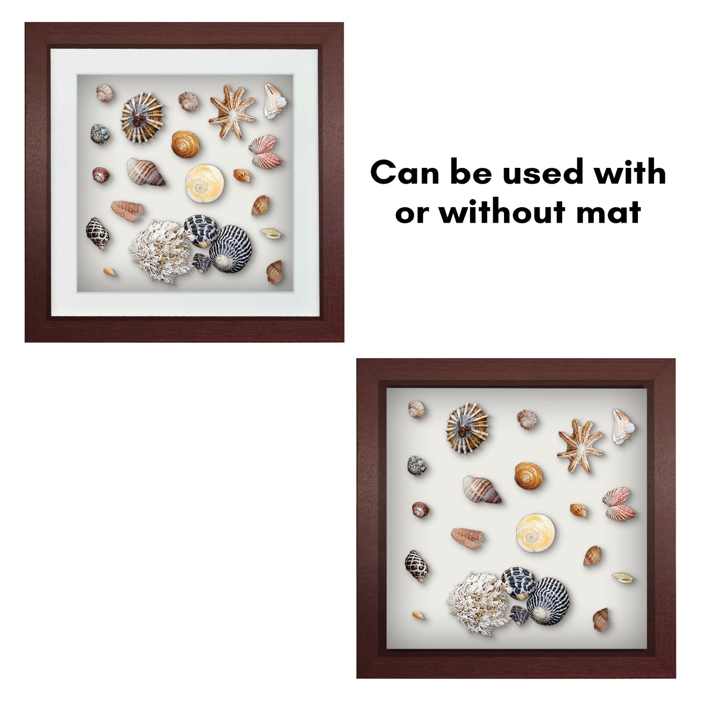 Shadow Box Frame with Mat and Soft Linen Back - Small Shadow Box Frame with Engineered Wood