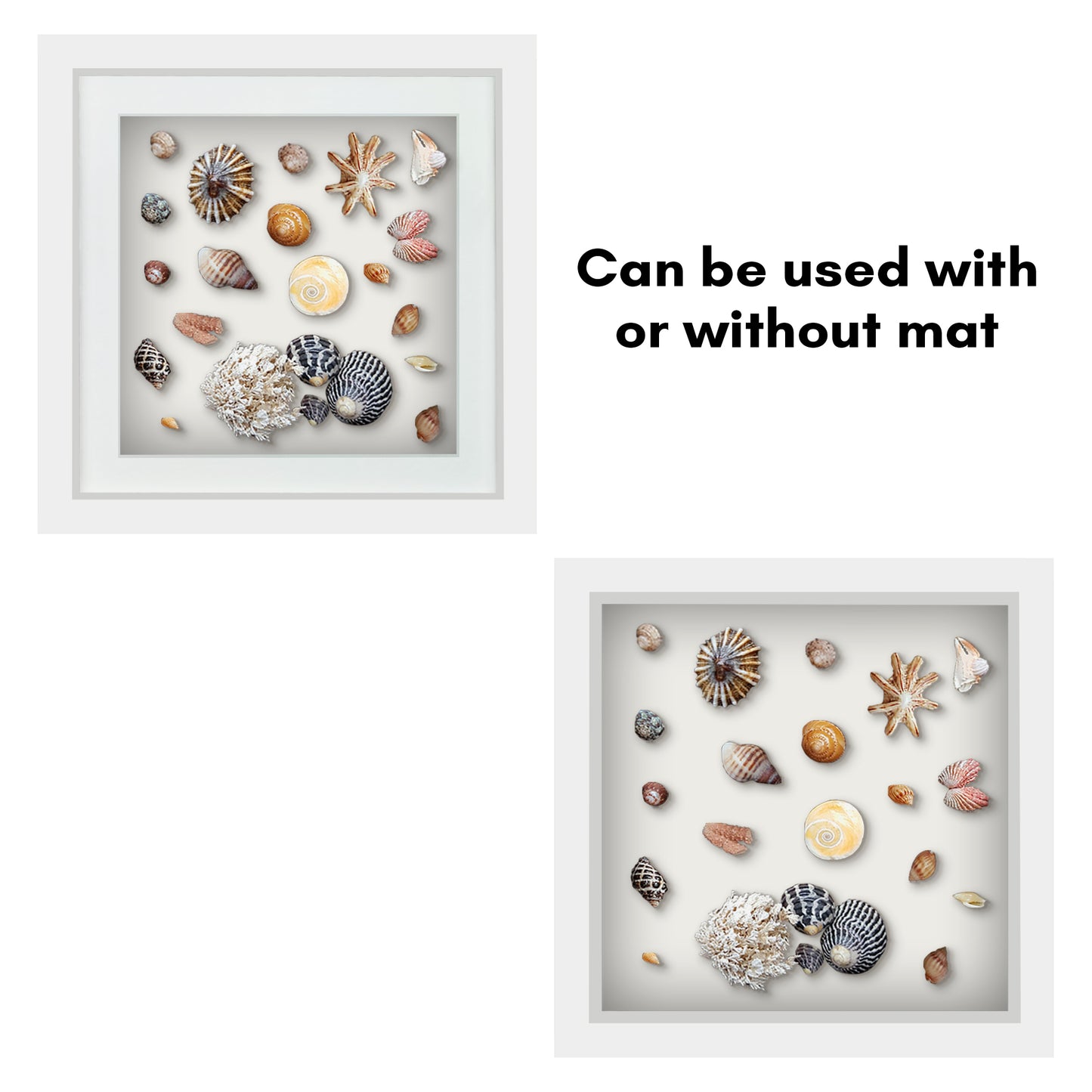 Shadow Box Frame with Mat and Soft Linen Back - Small Shadow Box Frame with Engineered Wood