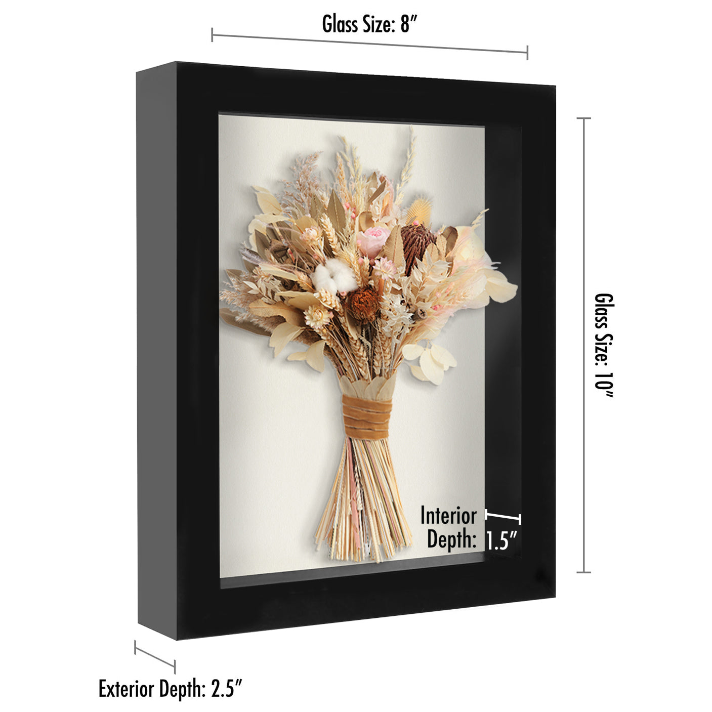 Shadow Box Frame - Set of 2 - in Black with Soft Linen Back - Engineered Wood for Wall and Tabletop