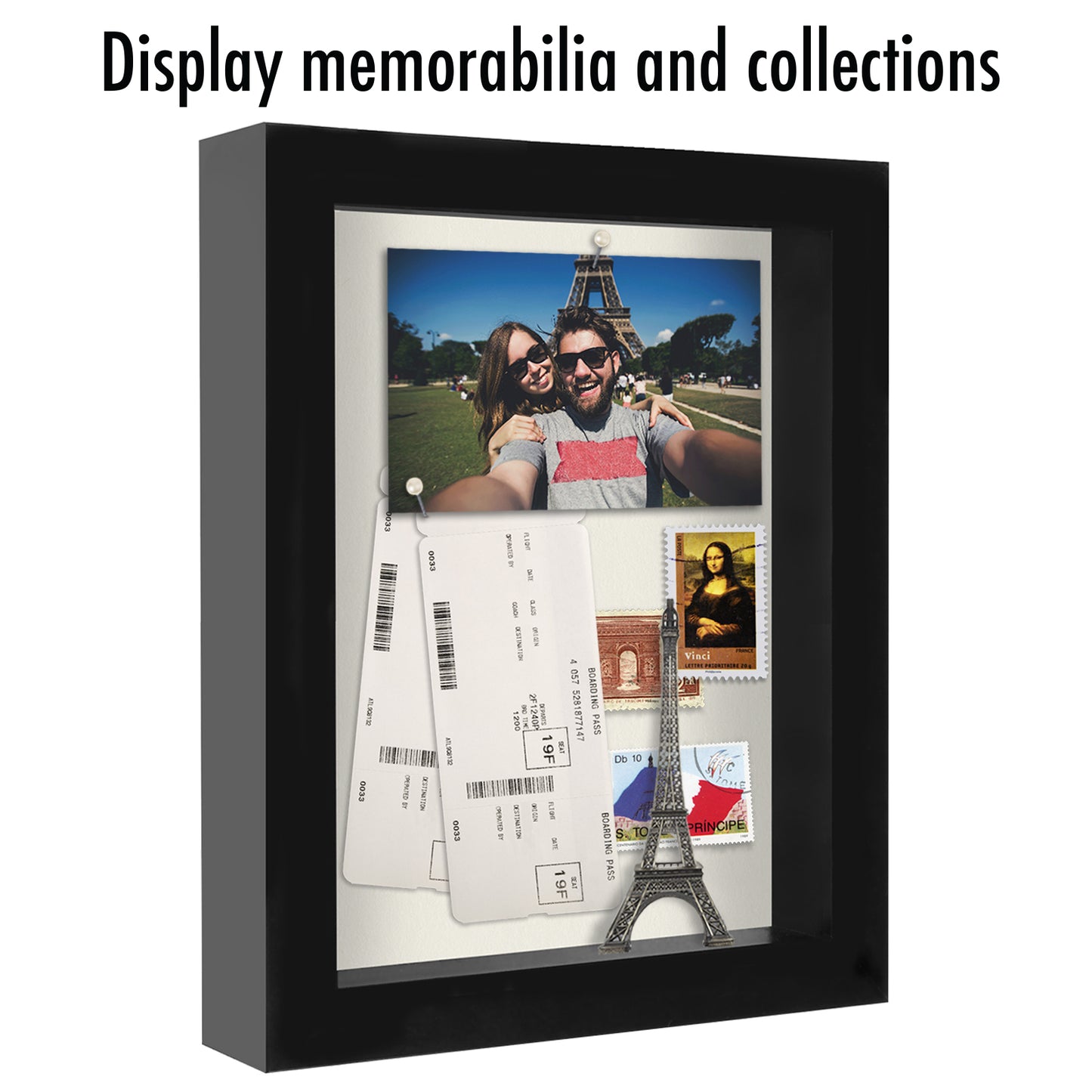 Shadow Box Frame - Set of 2 - in Black with Soft Linen Back - Engineered Wood for Wall and Tabletop