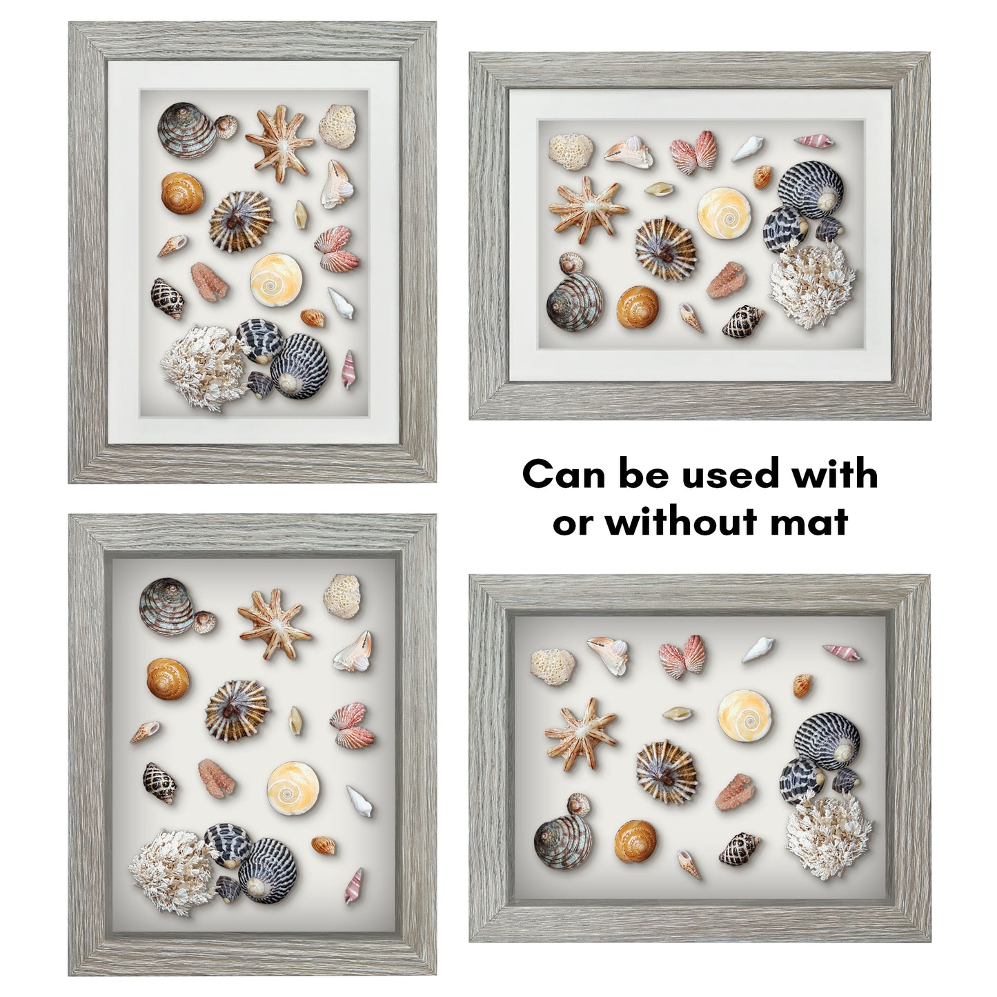 Shadow Box Frame with Mat and Soft Linen Back - Small Shadow Box Frame with Engineered Wood