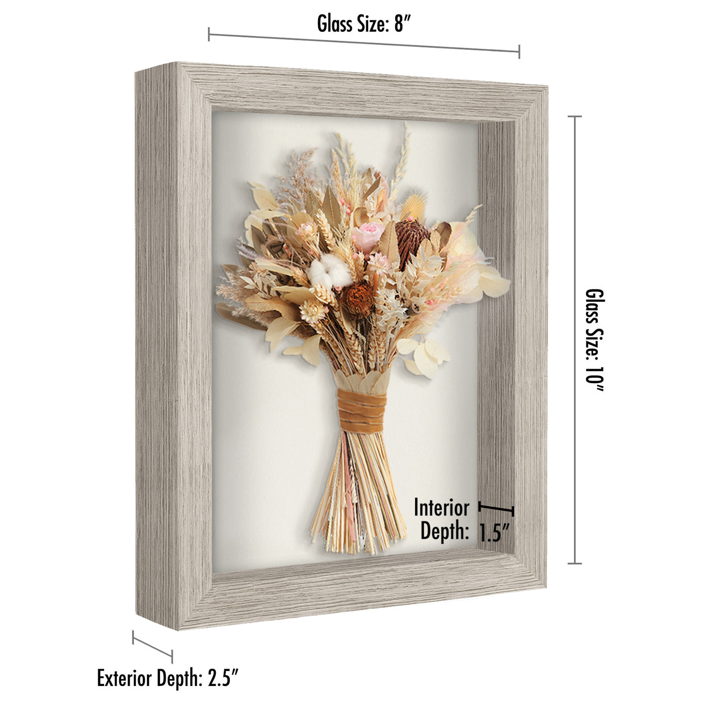 Shadow Box Frame with Soft Linen Back - Engineered Wood for Wall and Tabletop