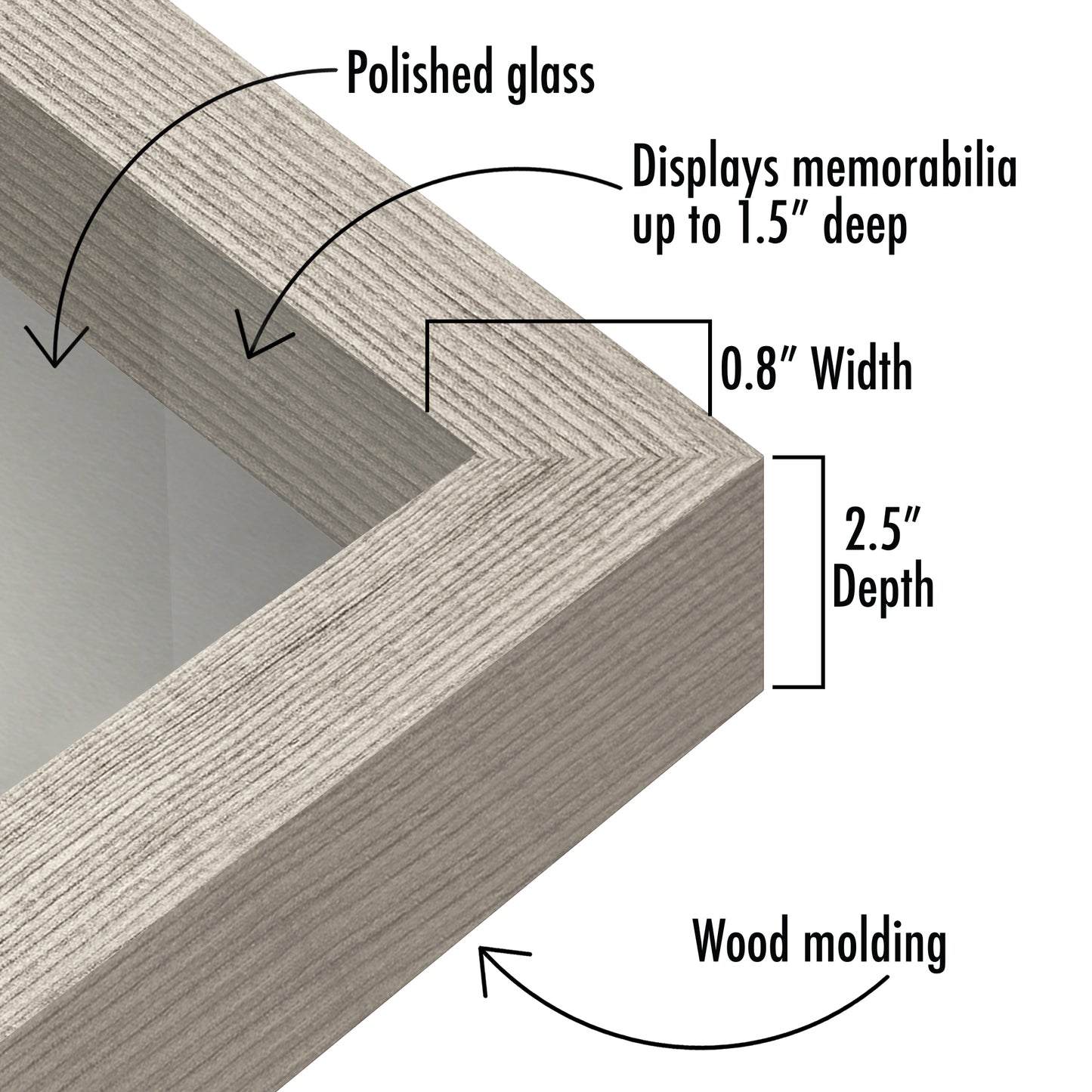 Shadow Box Frame with Soft Linen Back - Engineered Wood for Wall and Tabletop