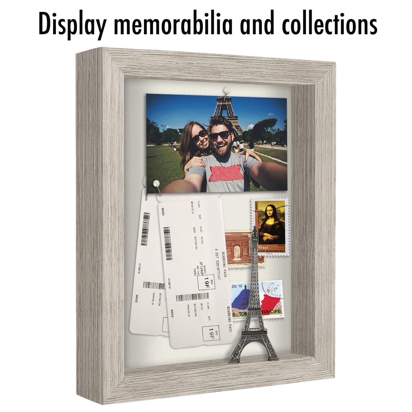 Shadow Box Frame with Soft Linen Back - Engineered Wood for Wall and Tabletop