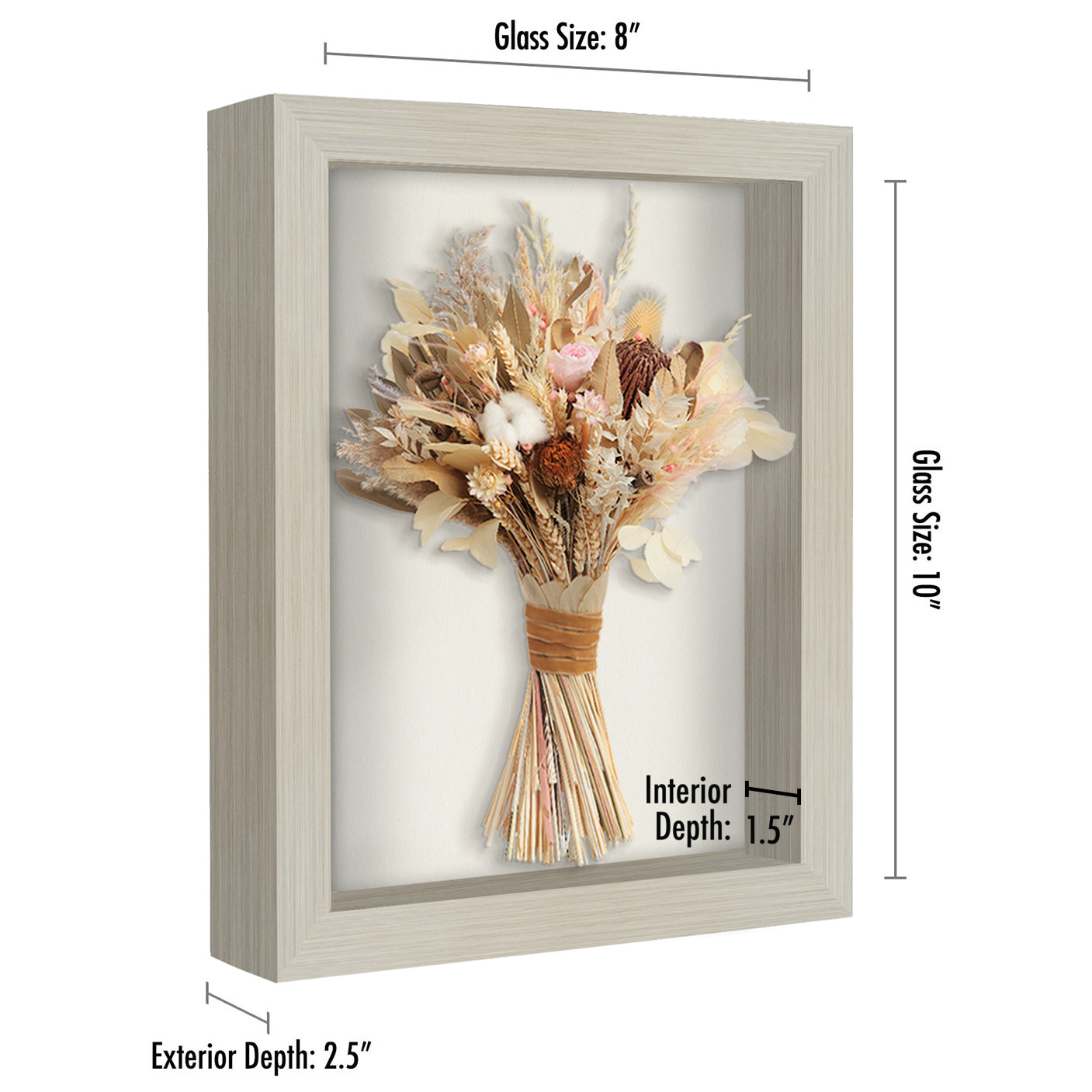 Shadow Box Frame with Soft Linen Back - Engineered Wood for Wall and Tabletop