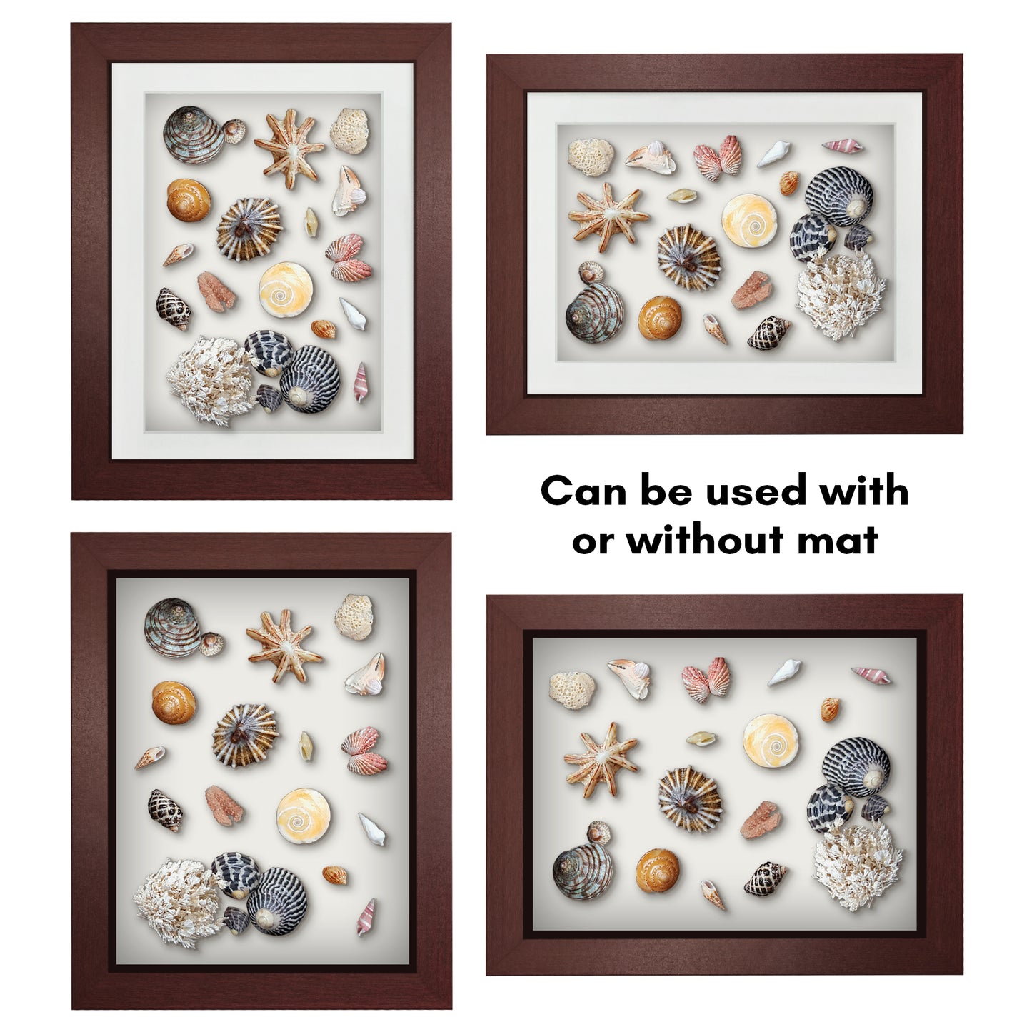 Shadow Box Frame with Mat and Soft Linen Back - Small Shadow Box Frame with Engineered Wood