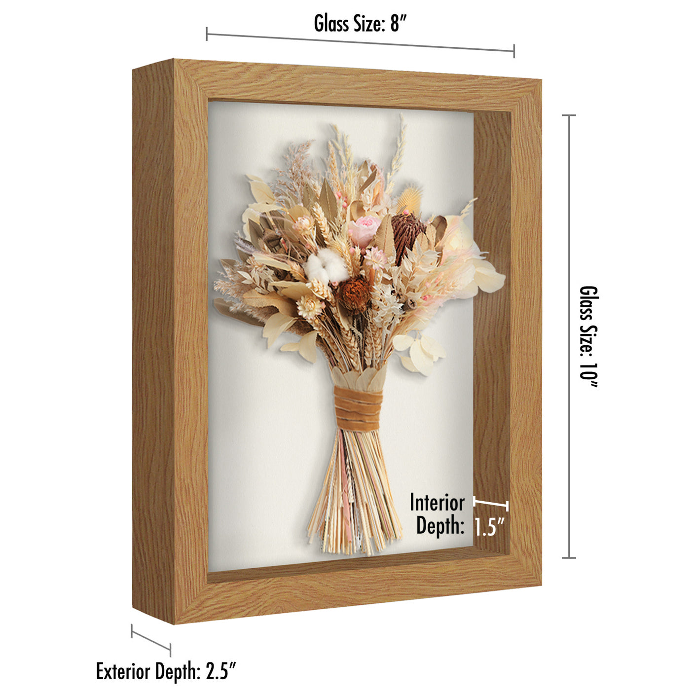 Shadow Box Frame with Soft Linen Back - Engineered Wood for Wall and Tabletop