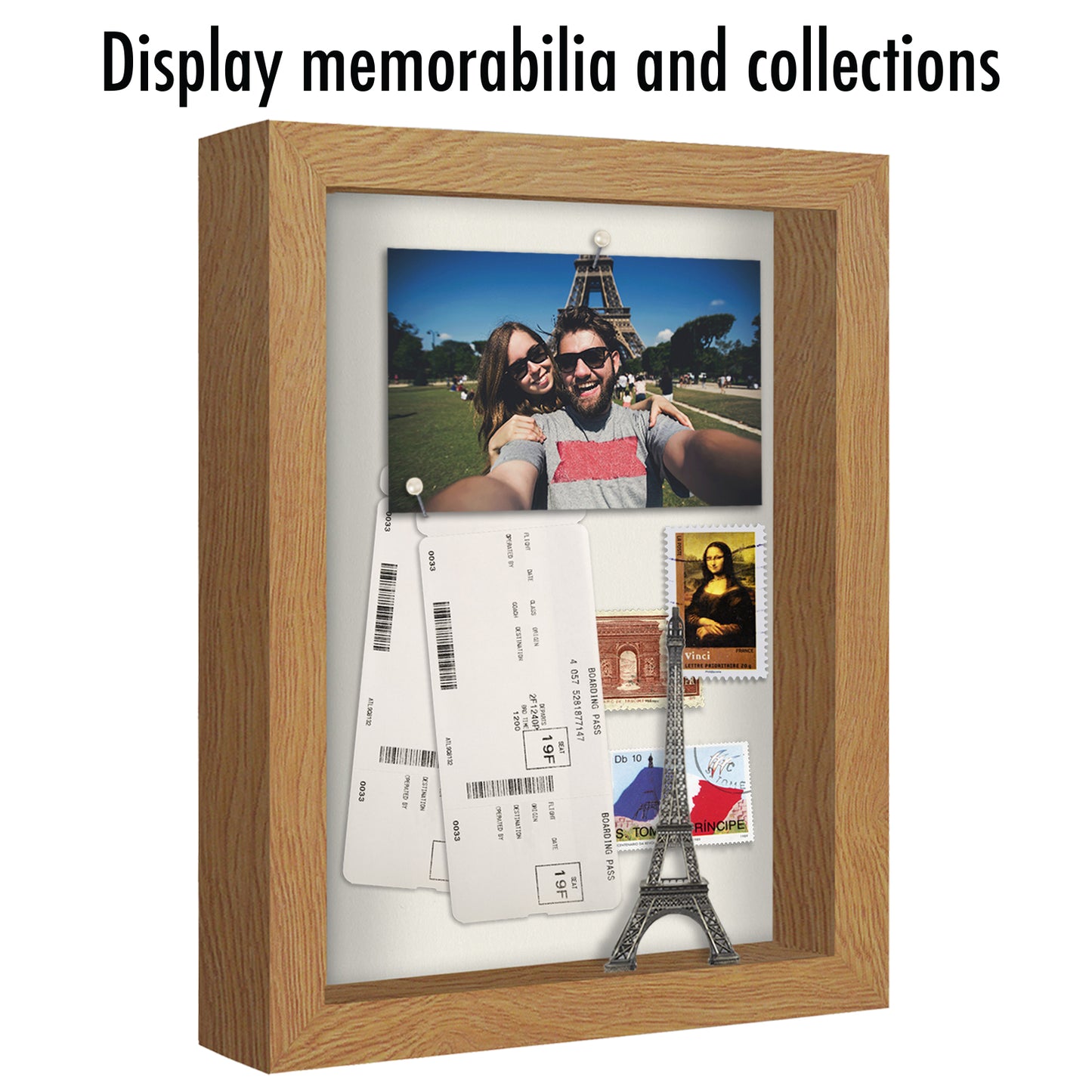 Shadow Box Frame with Soft Linen Back - Engineered Wood for Wall and Tabletop