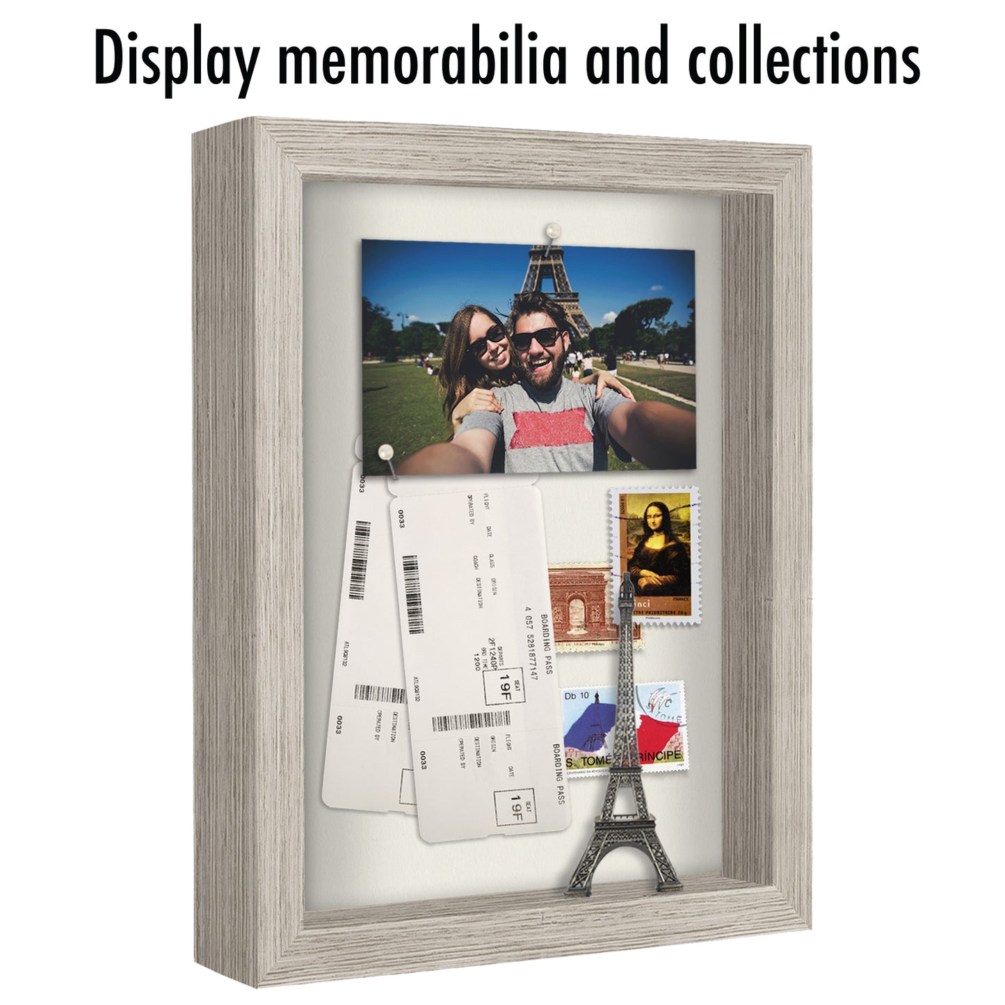 Shadow Box Frame with Soft Linen Back - Engineered Wood for Wall and Tabletop