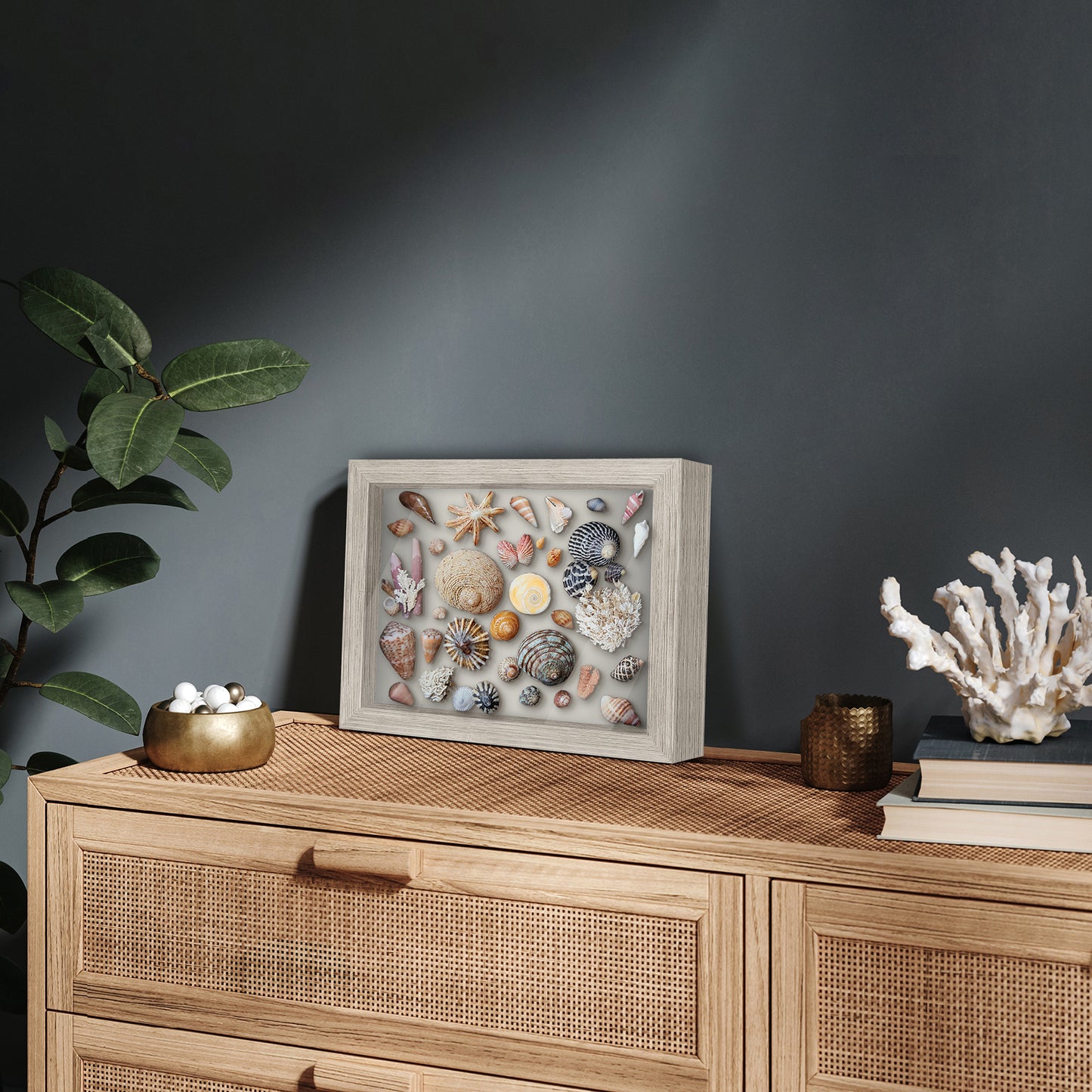 Shadow Box Frame with Soft Linen Back - Engineered Wood for Wall and Tabletop