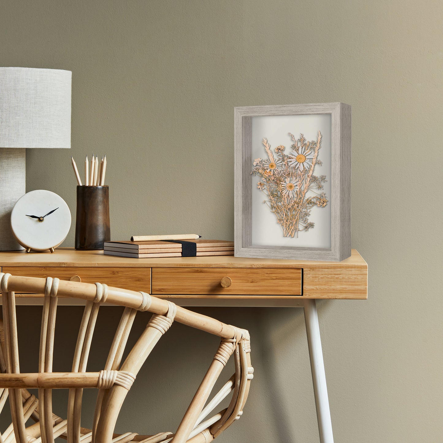 Shadow Box Frame with Soft Linen Back - Engineered Wood for Wall and Tabletop