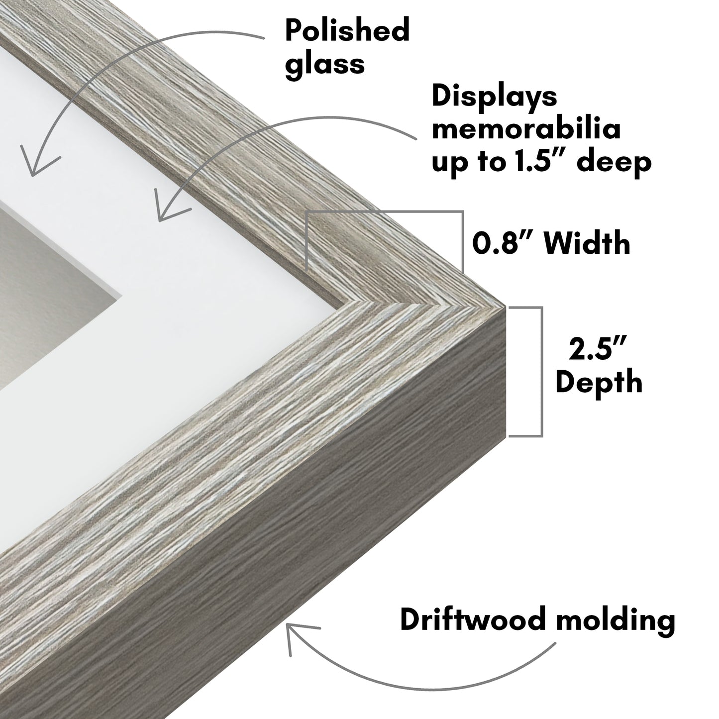 Shadow Box Frame with Mat and Soft Linen Back - Small Shadow Box Frame with Engineered Wood