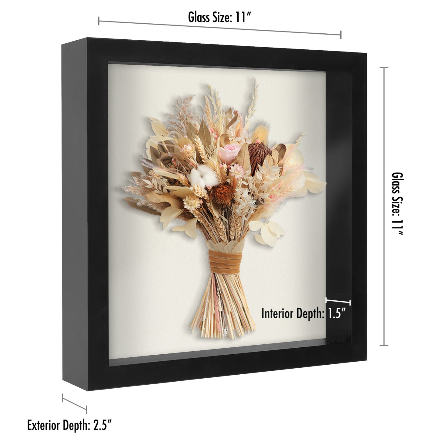 Shadow Box Frame - Set of 2 - in Black with Soft Linen Back - Engineered Wood for Wall and Tabletop