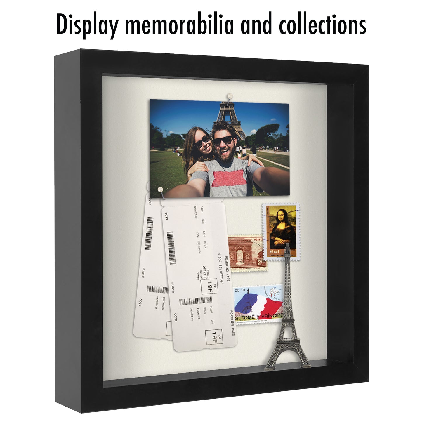 Shadow Box Frame - Set of 2 - in Black with Soft Linen Back - Engineered Wood for Wall and Tabletop