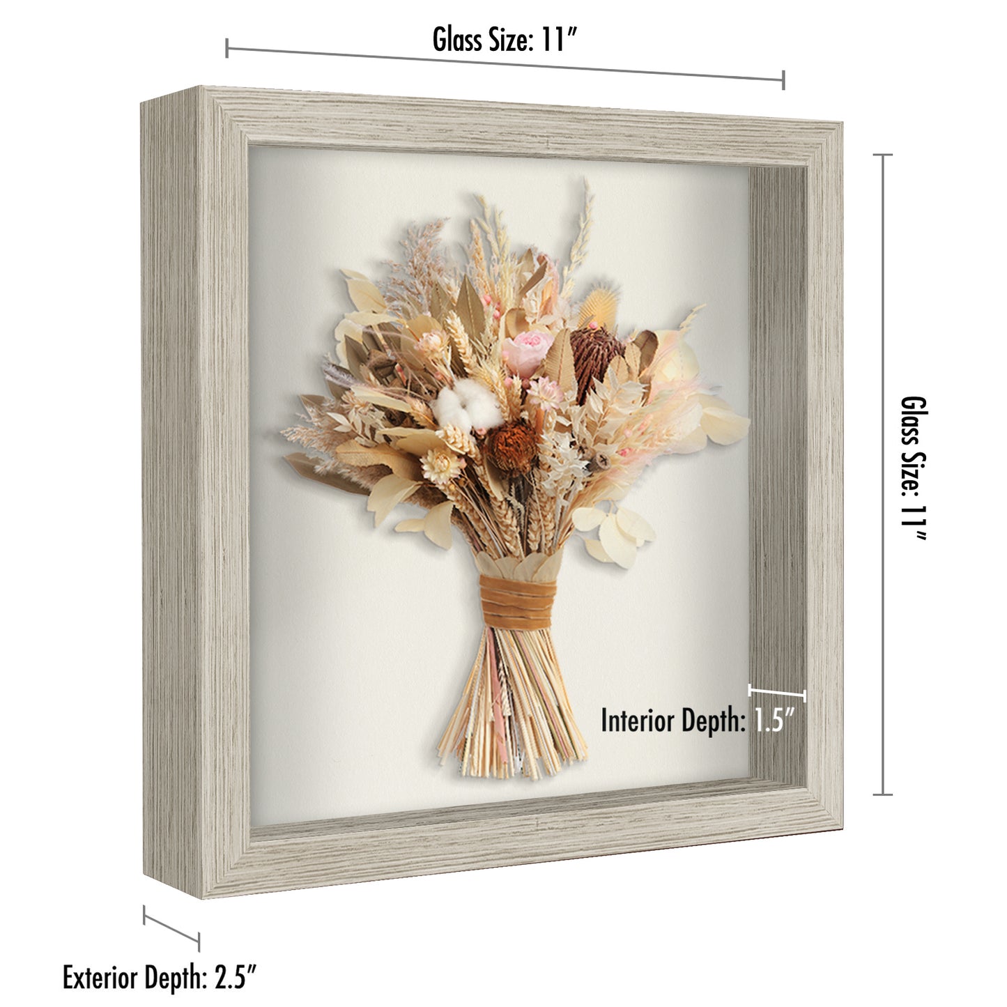 Shadow Box Frame with Soft Linen Back - Engineered Wood for Wall and Tabletop