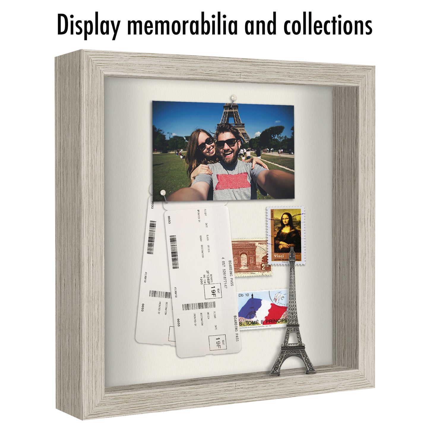 Shadow Box Frame with Soft Linen Back - Engineered Wood for Wall and Tabletop