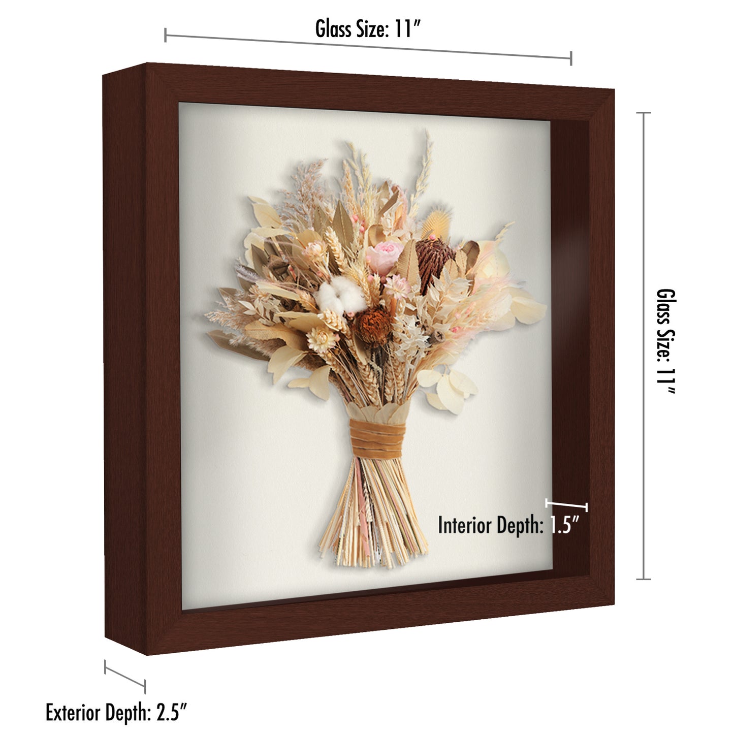 Shadow Box Frame with Soft Linen Back - Engineered Wood for Wall and Tabletop