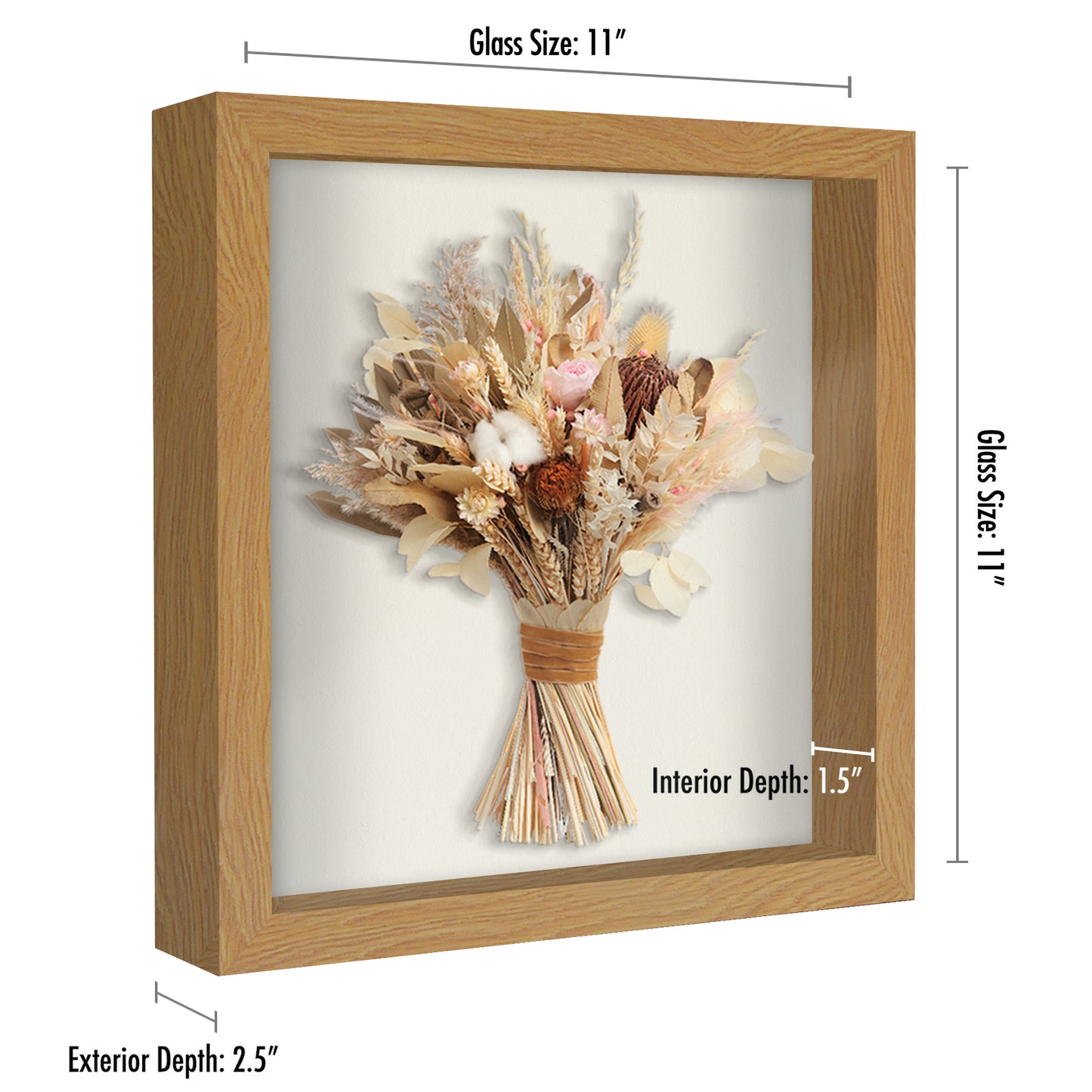 Shadow Box Frame with Soft Linen Back - Engineered Wood for Wall and Tabletop