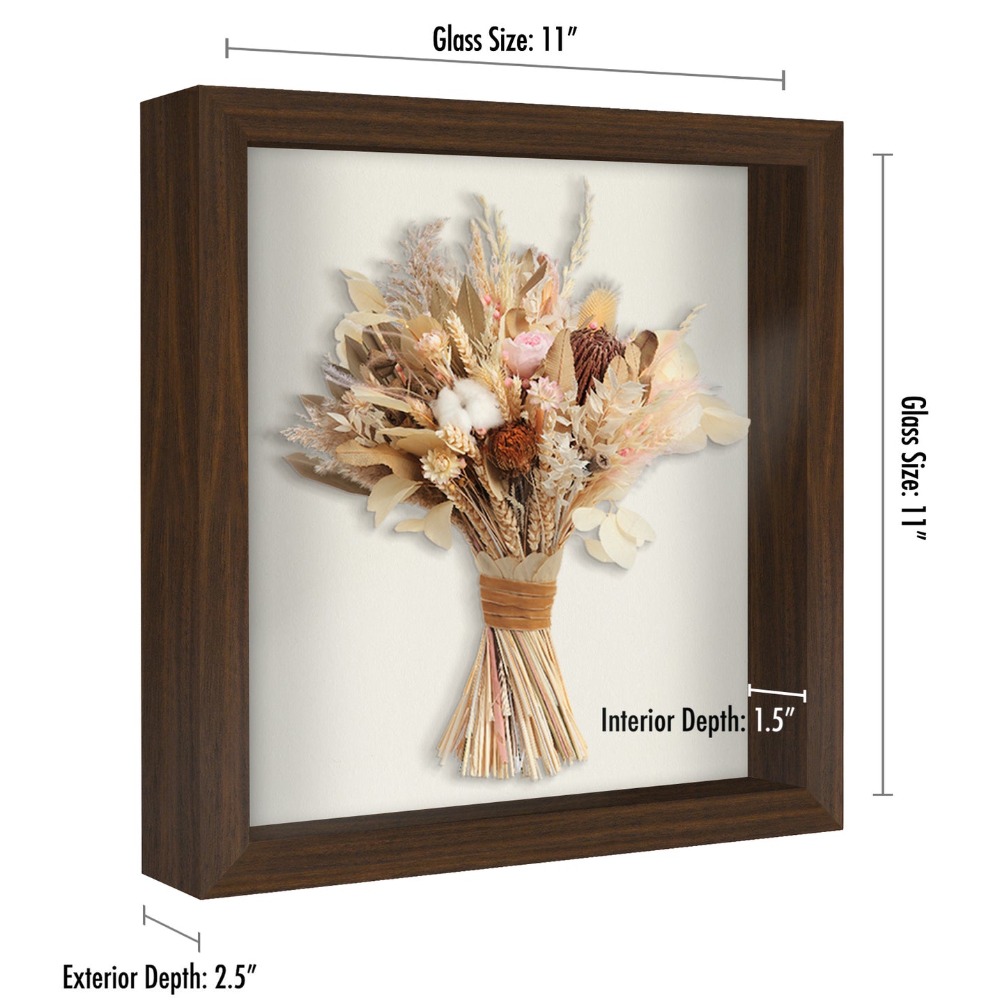 Shadow Box Frame with Soft Linen Back - Engineered Wood for Wall and Tabletop