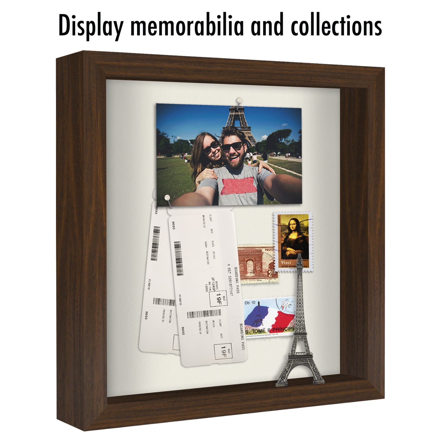 Shadow Box Frame with Soft Linen Back - Engineered Wood for Wall and Tabletop