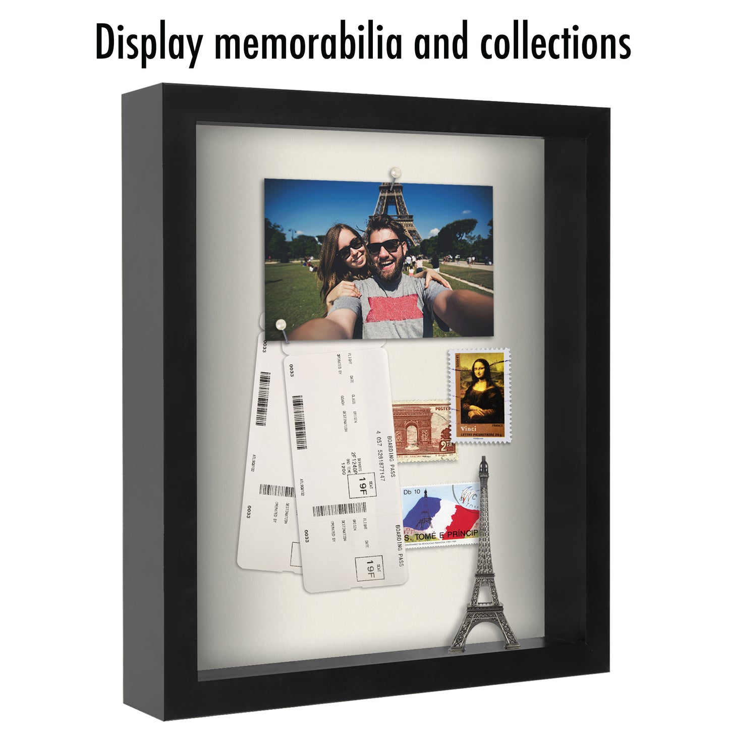 Shadow Box Frame - Set of 2 - in Black with Soft Linen Back - Engineered Wood for Wall and Tabletop