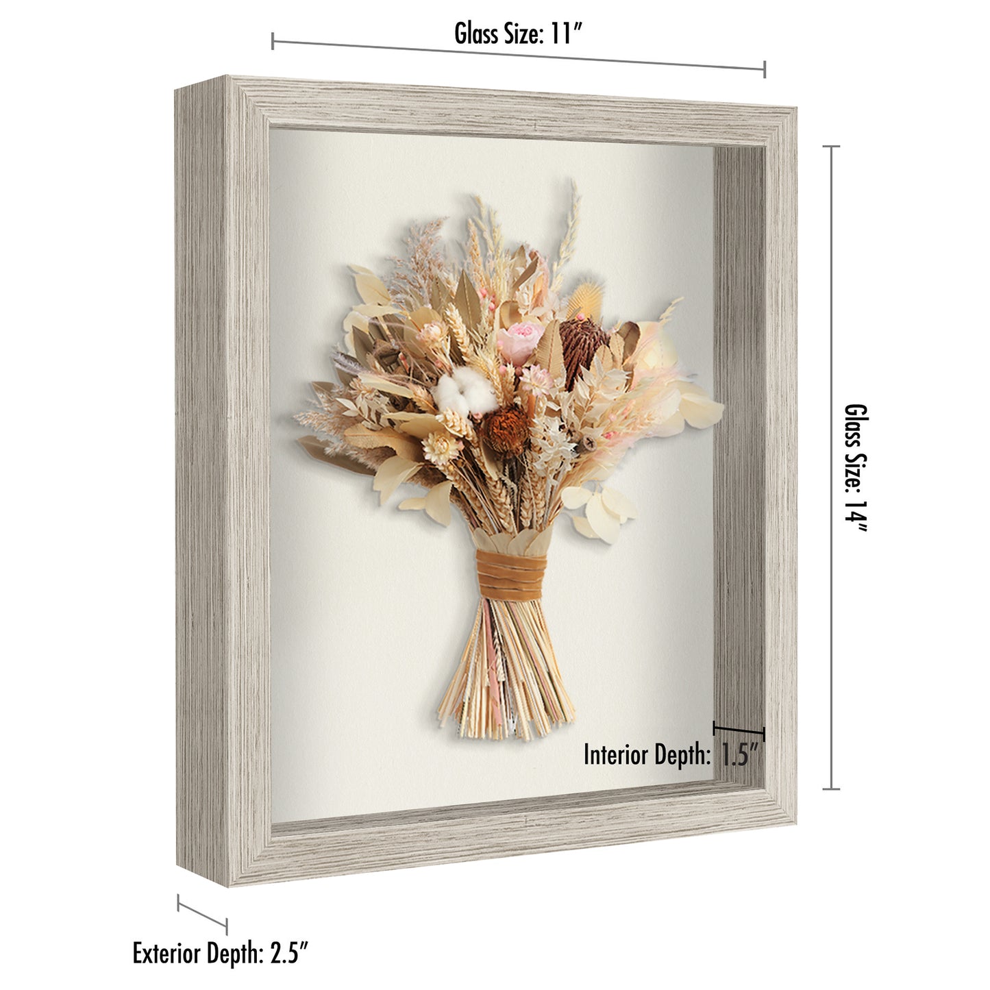 Shadow Box Frame with Soft Linen Back - Engineered Wood for Wall and Tabletop