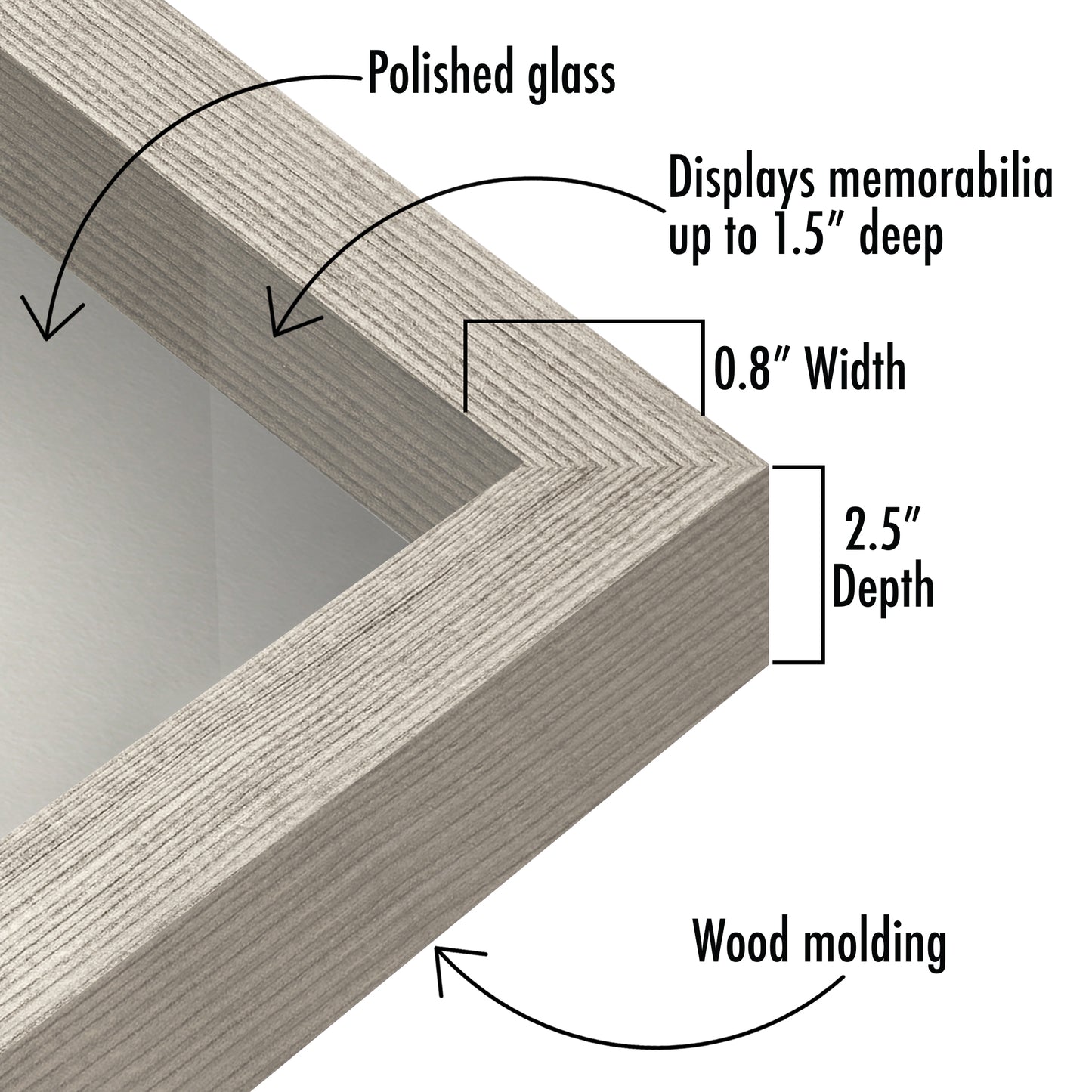 Shadow Box Frame with Soft Linen Back - Engineered Wood for Wall and Tabletop