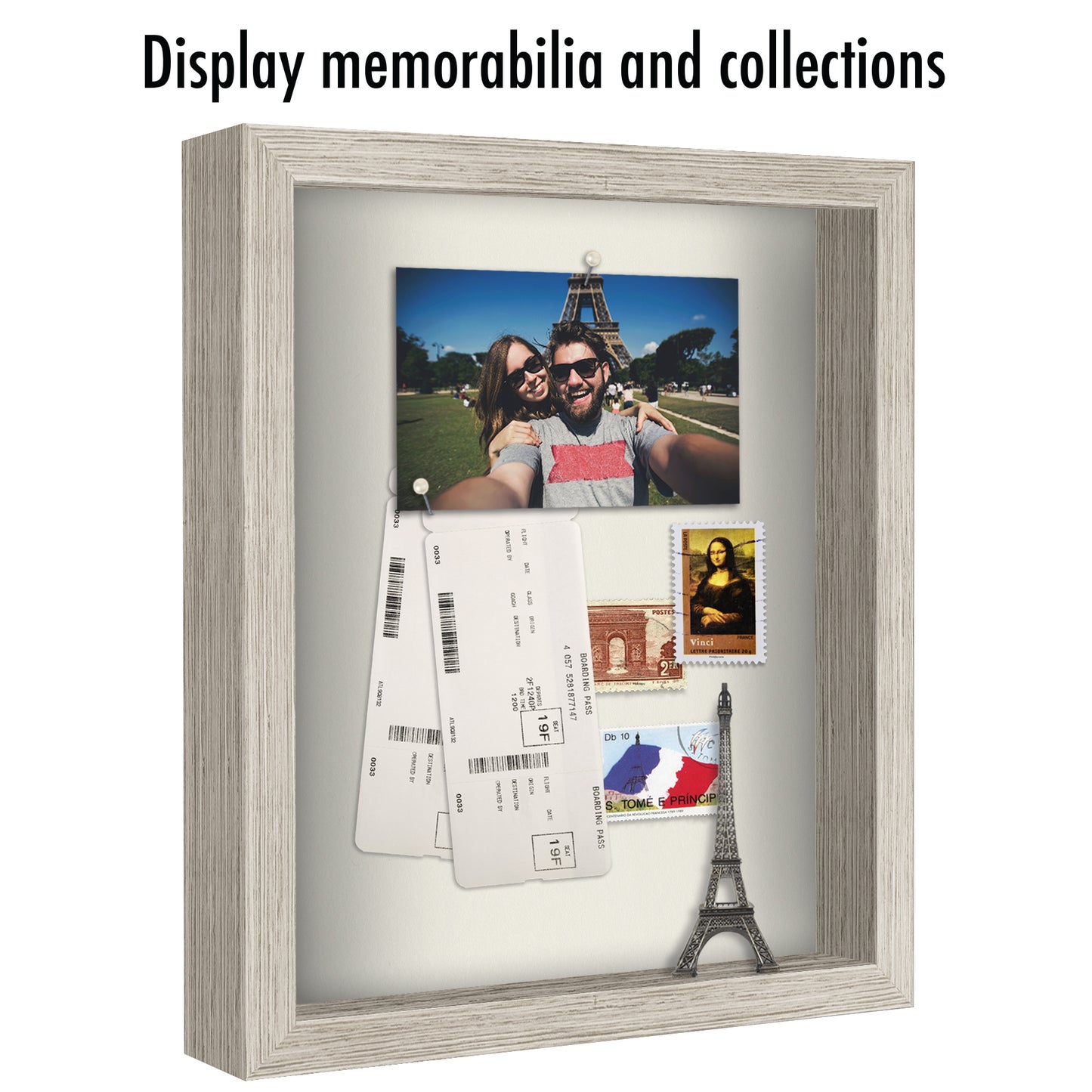 Shadow Box Frame with Soft Linen Back - Engineered Wood for Wall and Tabletop