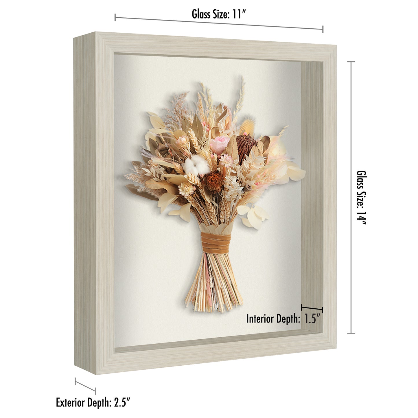 Shadow Box Frame with Soft Linen Back - Engineered Wood for Wall and Tabletop