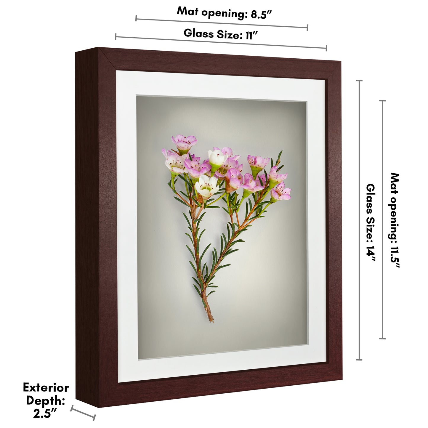 Shadow Box Frame with Mat and Soft Linen Back - Small Shadow Box Frame with Engineered Wood