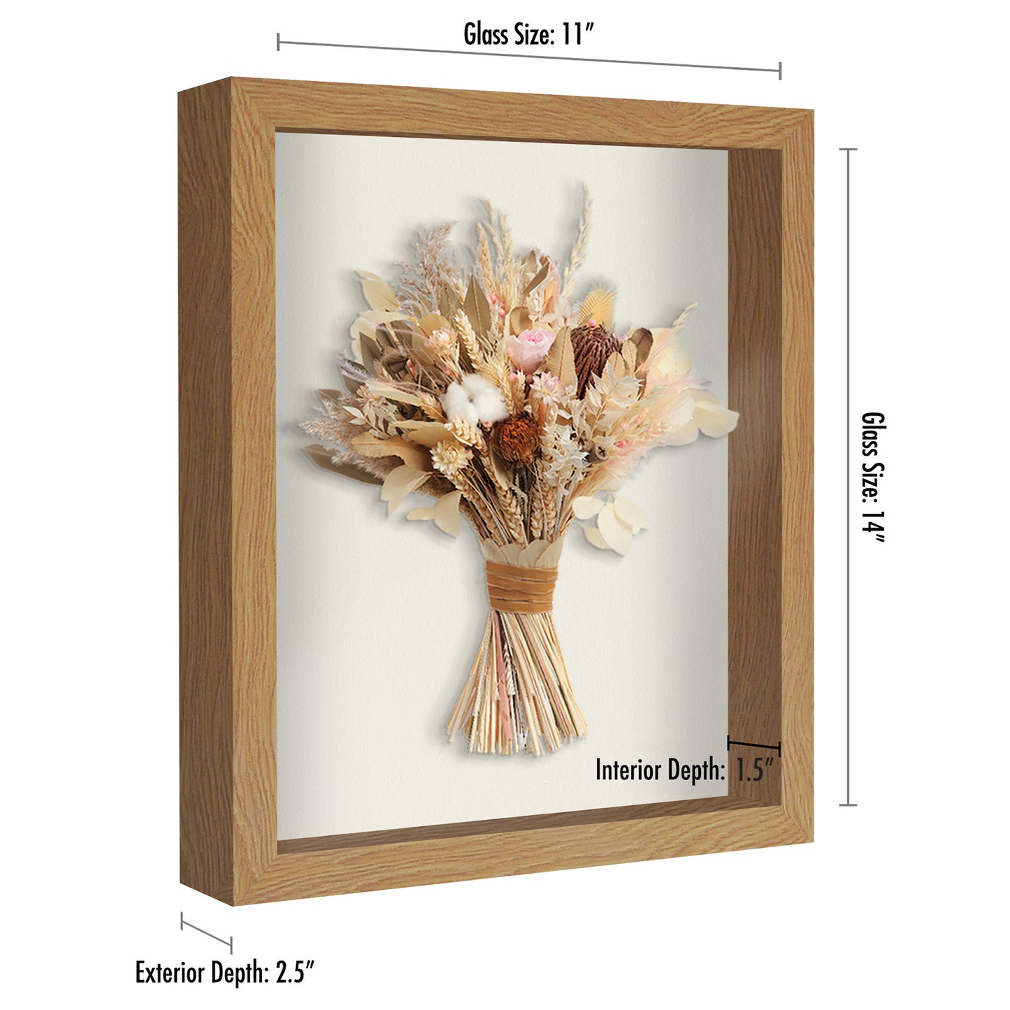 Shadow Box Frame with Soft Linen Back - Engineered Wood for Wall and Tabletop