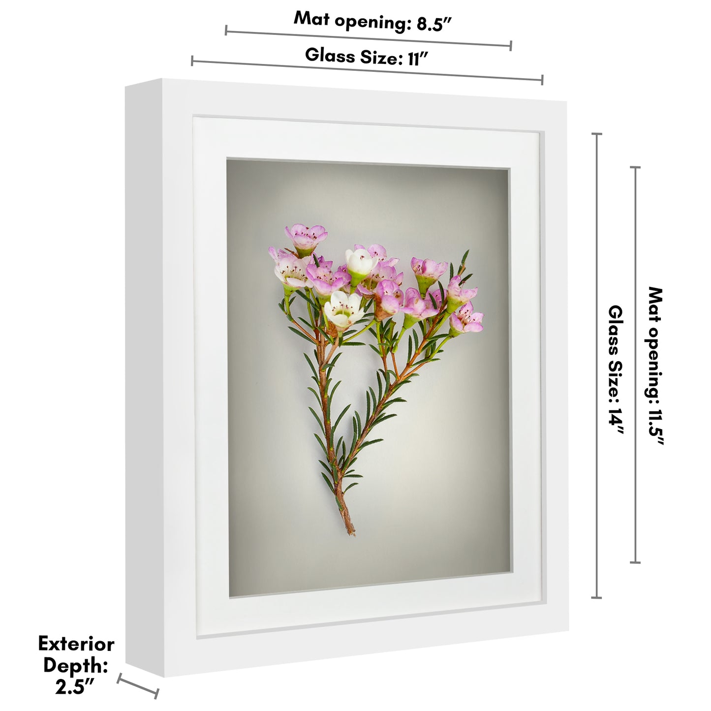 Shadow Box Frame with Mat and Soft Linen Back - Small Shadow Box Frame with Engineered Wood