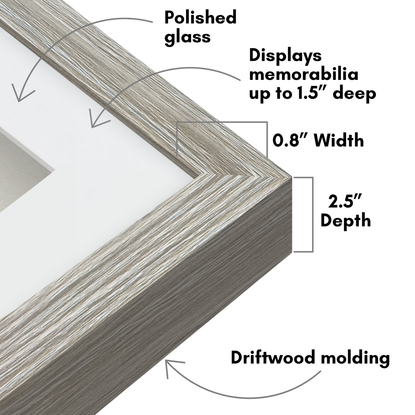 Shadow Box Frame with Mat and Soft Linen Back - Small Shadow Box Frame with Engineered Wood