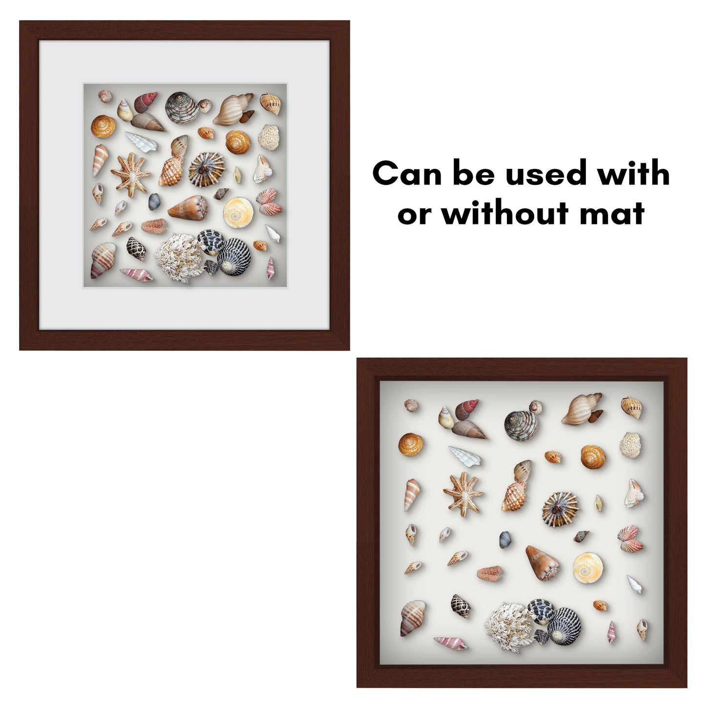 Shadow Box Frame with Mat and Soft Linen Back - Small Shadow Box Frame with Engineered Wood