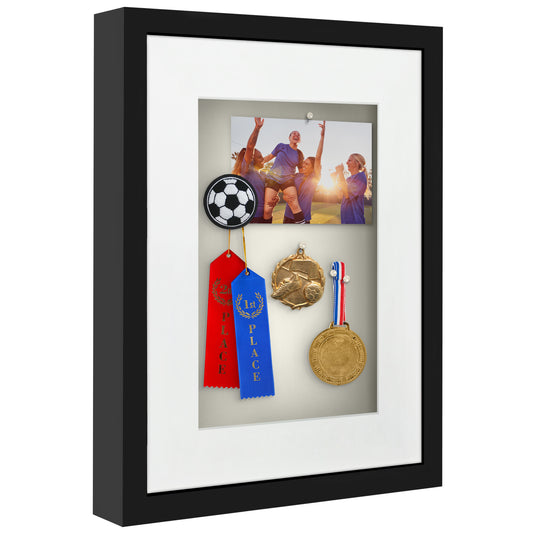 Shadow Box Frame with Mat and Soft Linen Back - Small Shadow Box Frame with Engineered Wood