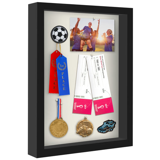 Shadow Box Frame Engineered Wood and Plexiglass Cover for Objects Pictures and Memorabilia