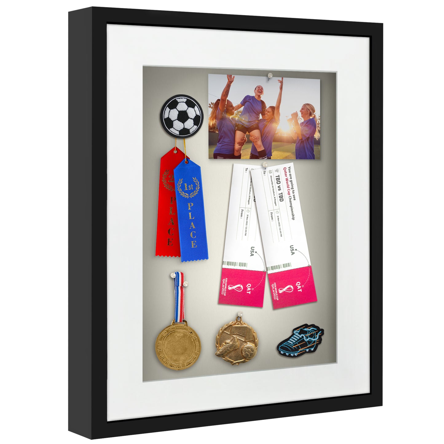 Shadow Box Frame with Mat and Soft Linen Back - Small Shadow Box Frame with Engineered Wood