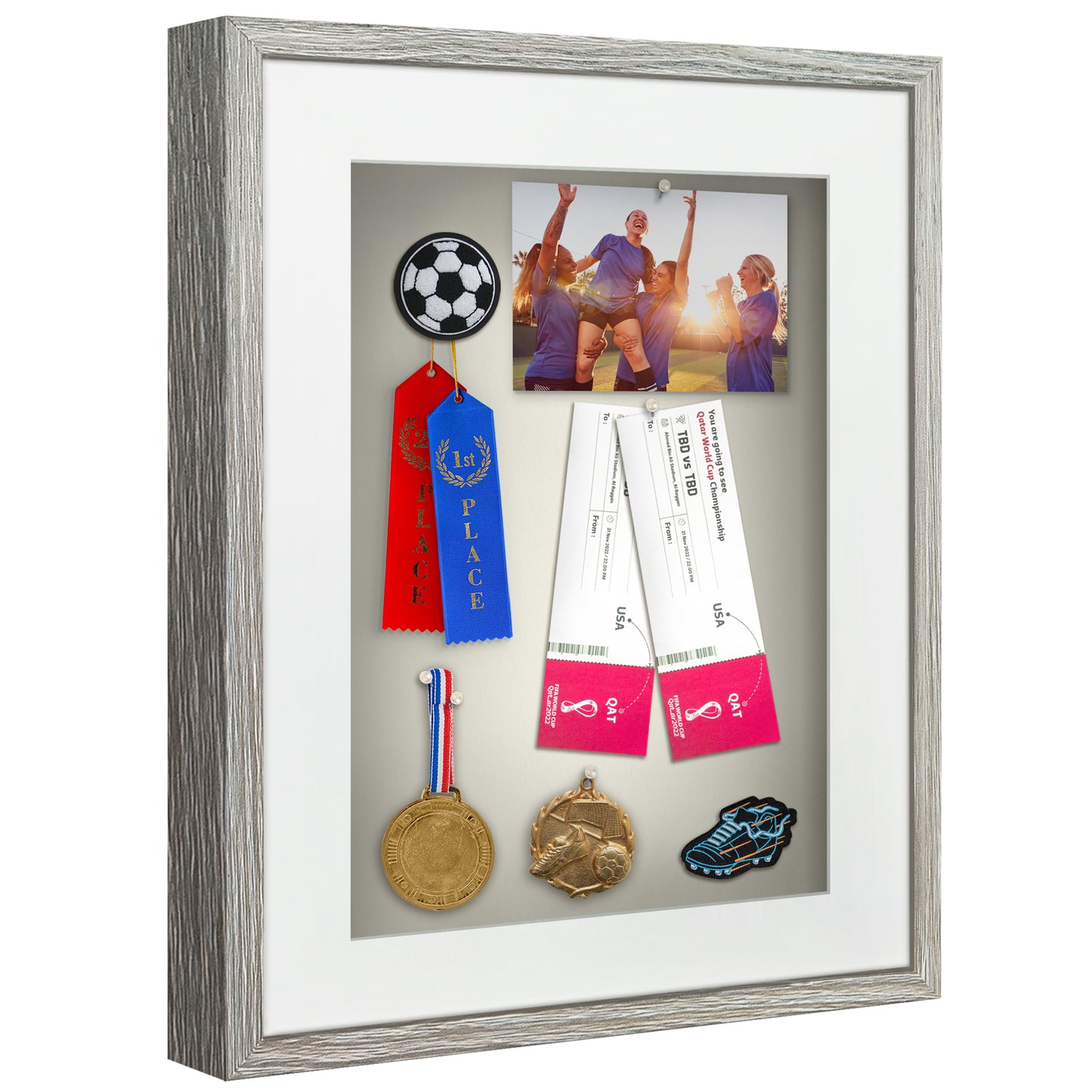 Shadow Box Frame with Mat and Soft Linen Back - Small Shadow Box Frame with Engineered Wood