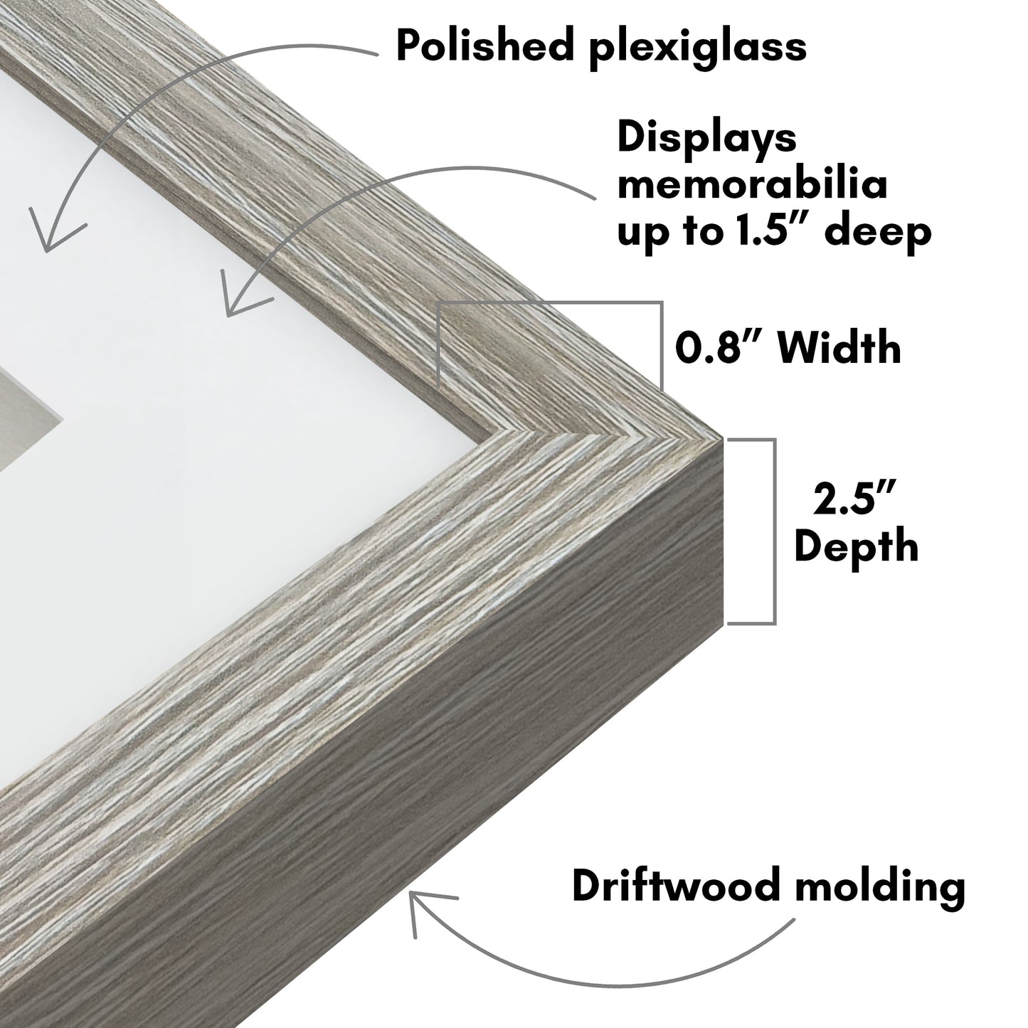 Shadow Box Frame with Mat and Soft Linen Back - Small Shadow Box Frame with Engineered Wood