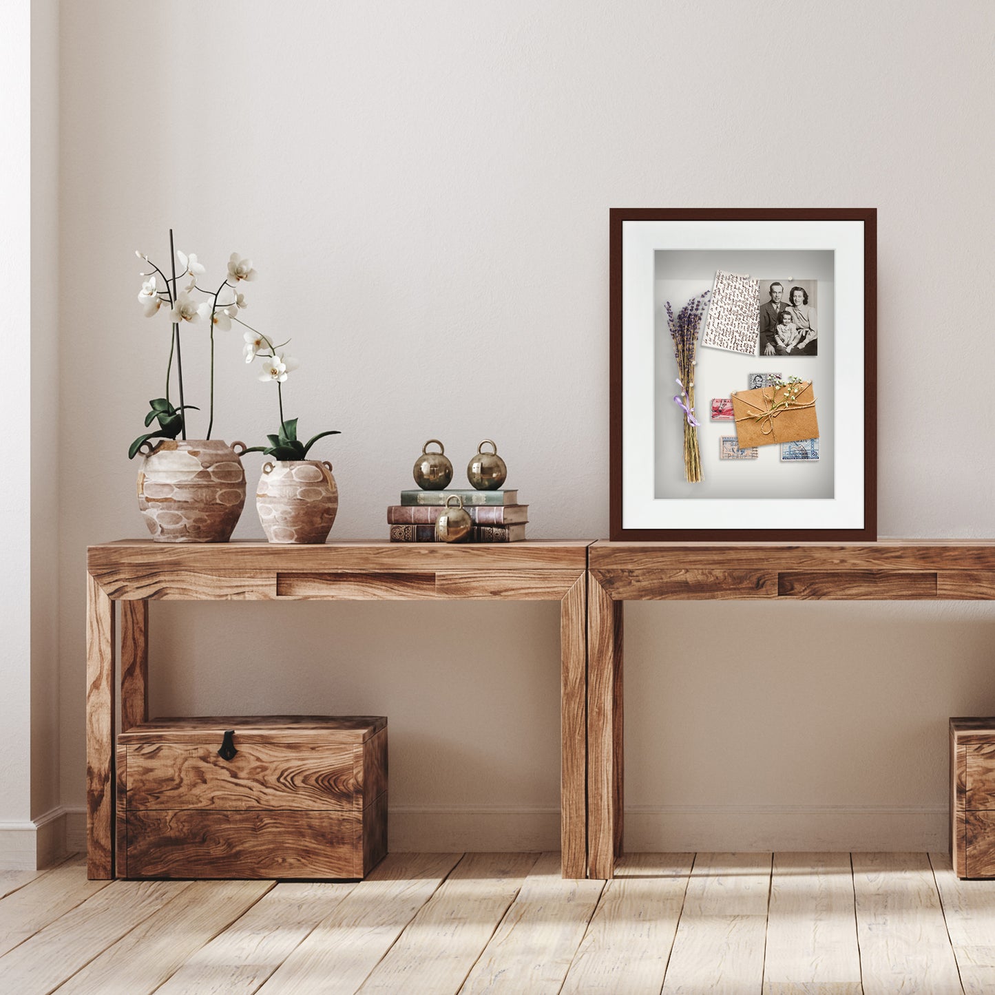 Shadow Box Frame with Mat and Soft Linen Back - Small Shadow Box Frame with Engineered Wood