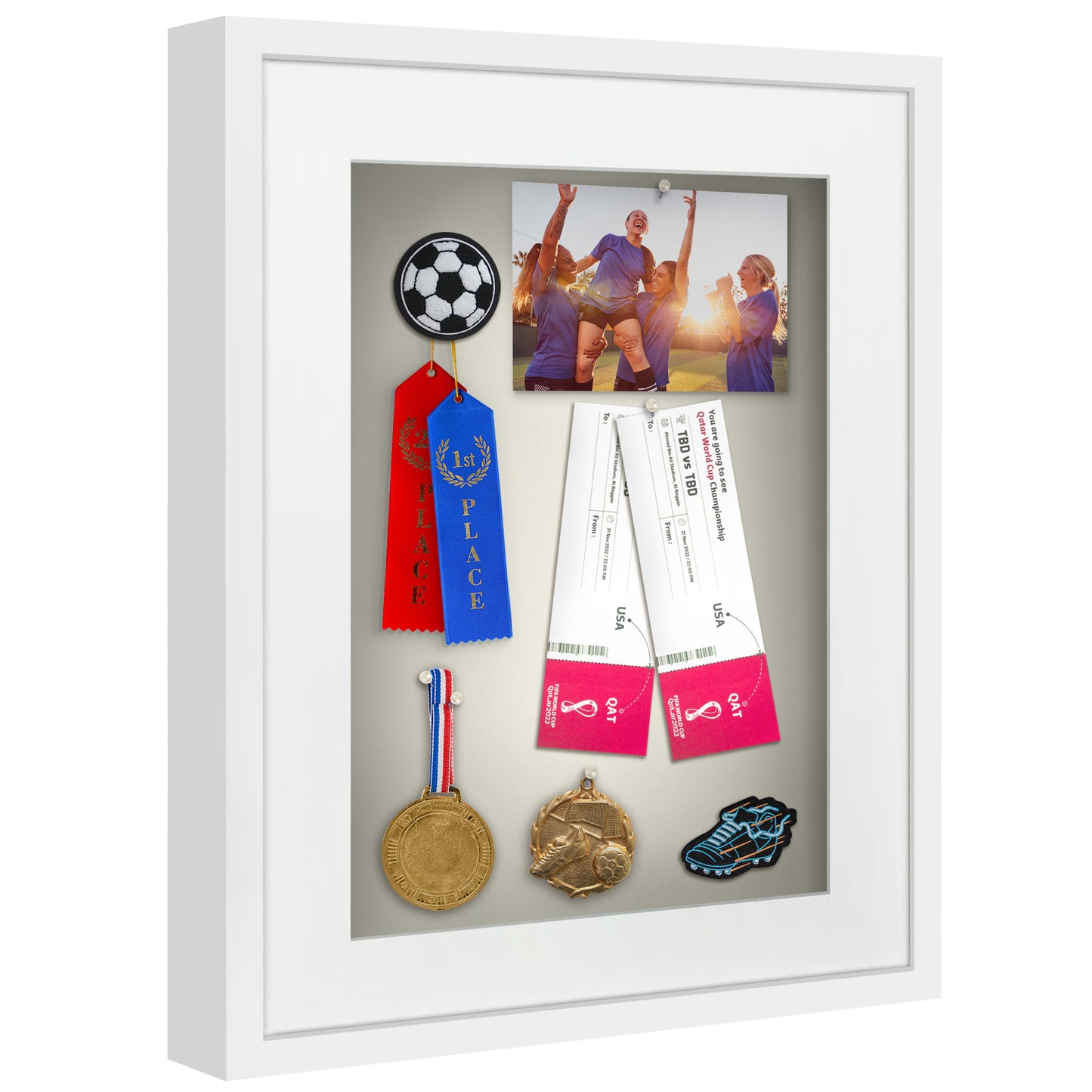 Shadow Box Frame with Mat and Soft Linen Back - Small Shadow Box Frame with Engineered Wood