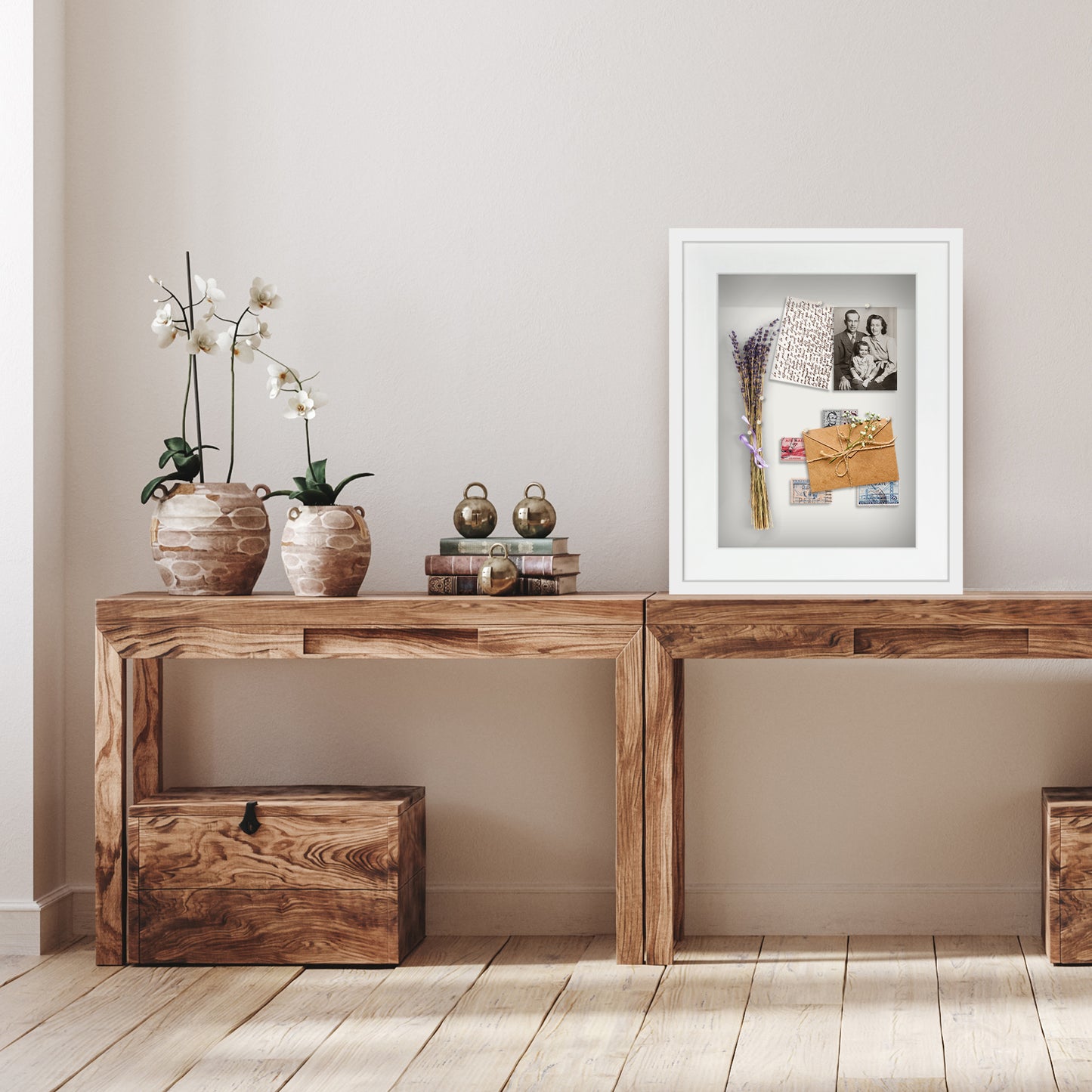 Shadow Box Frame with Mat and Soft Linen Back - Small Shadow Box Frame with Engineered Wood