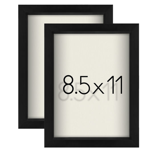 Shadow Box Frame - Set of 2 - in Black with Soft Linen Back - Engineered Wood for Wall and Tabletop