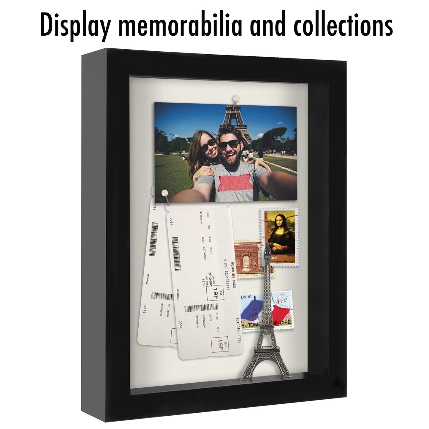 Shadow Box Frame - Set of 2 - in Black with Soft Linen Back - Engineered Wood for Wall and Tabletop